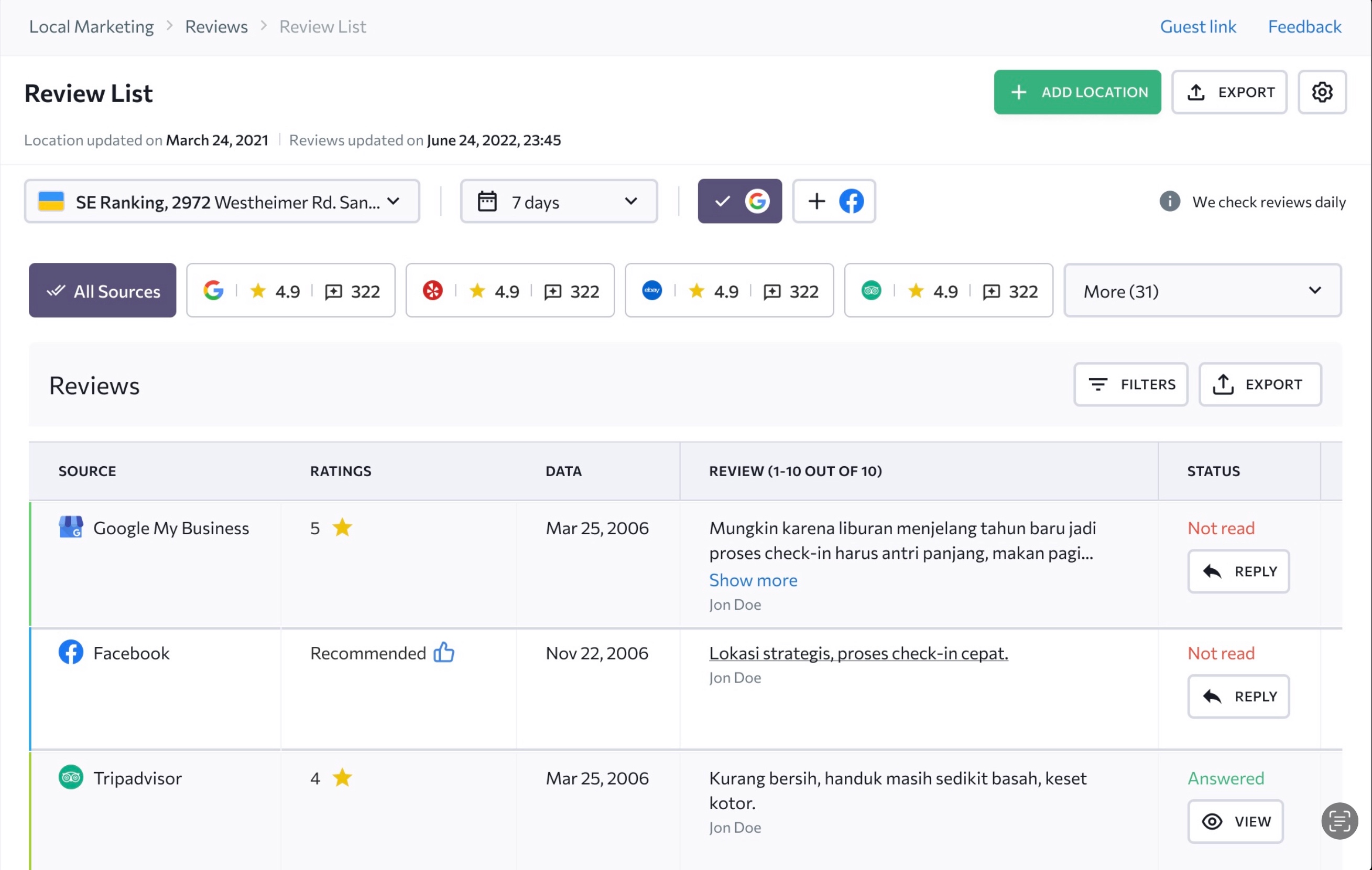 Local Marketing Software on SE Ranking