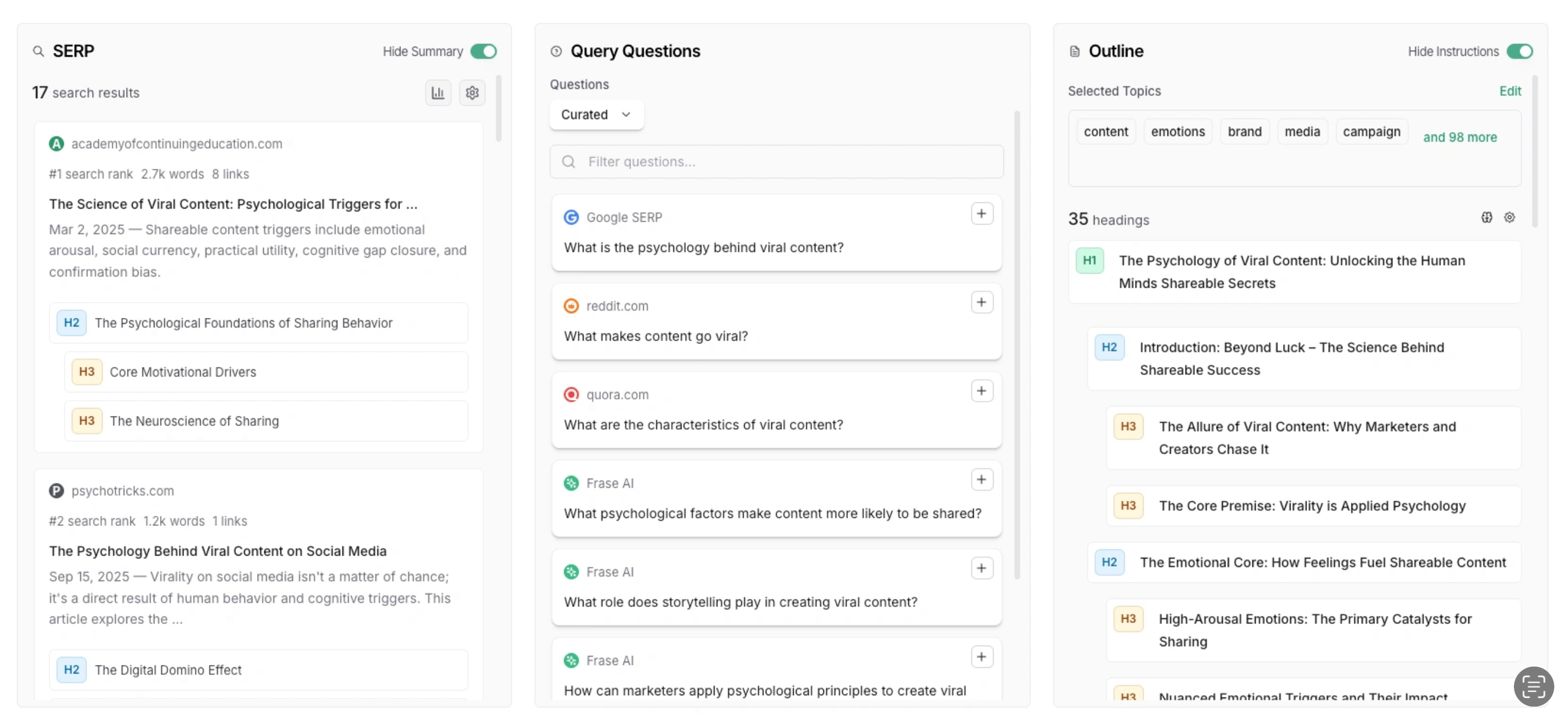 SEO Content Research And Briefing On Frase