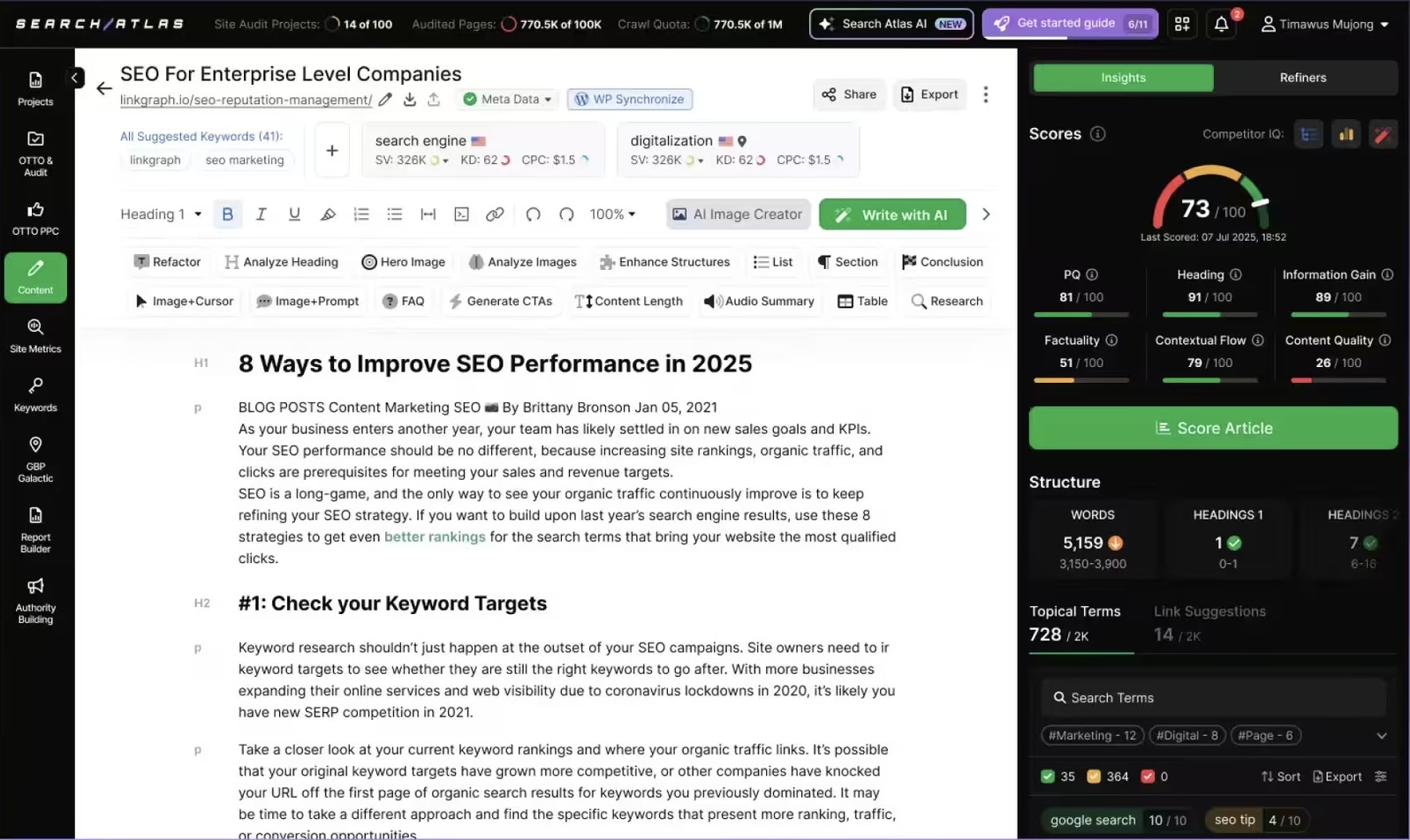 Content creation with Search Atlas 