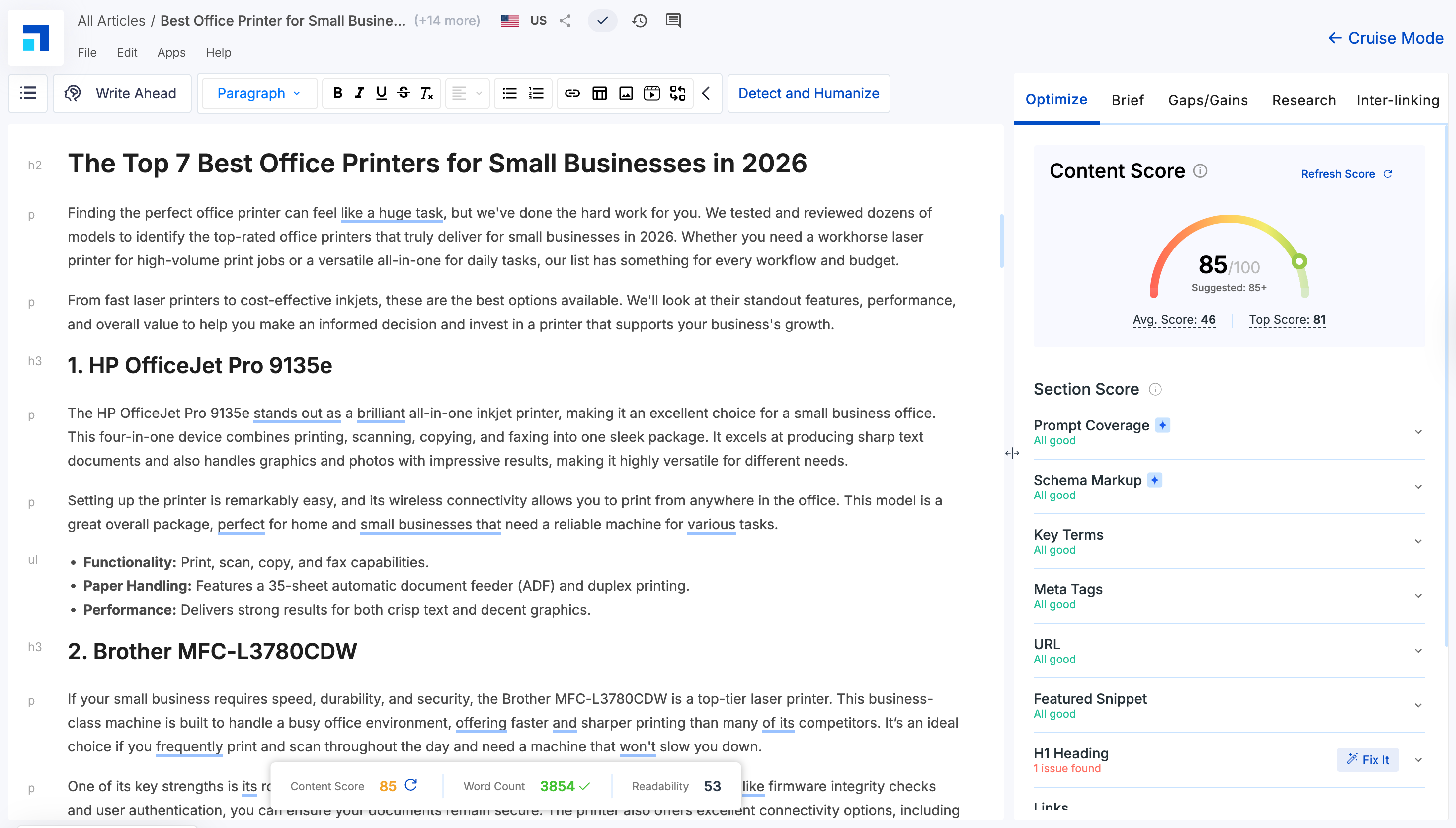 Scalenut's Article writer