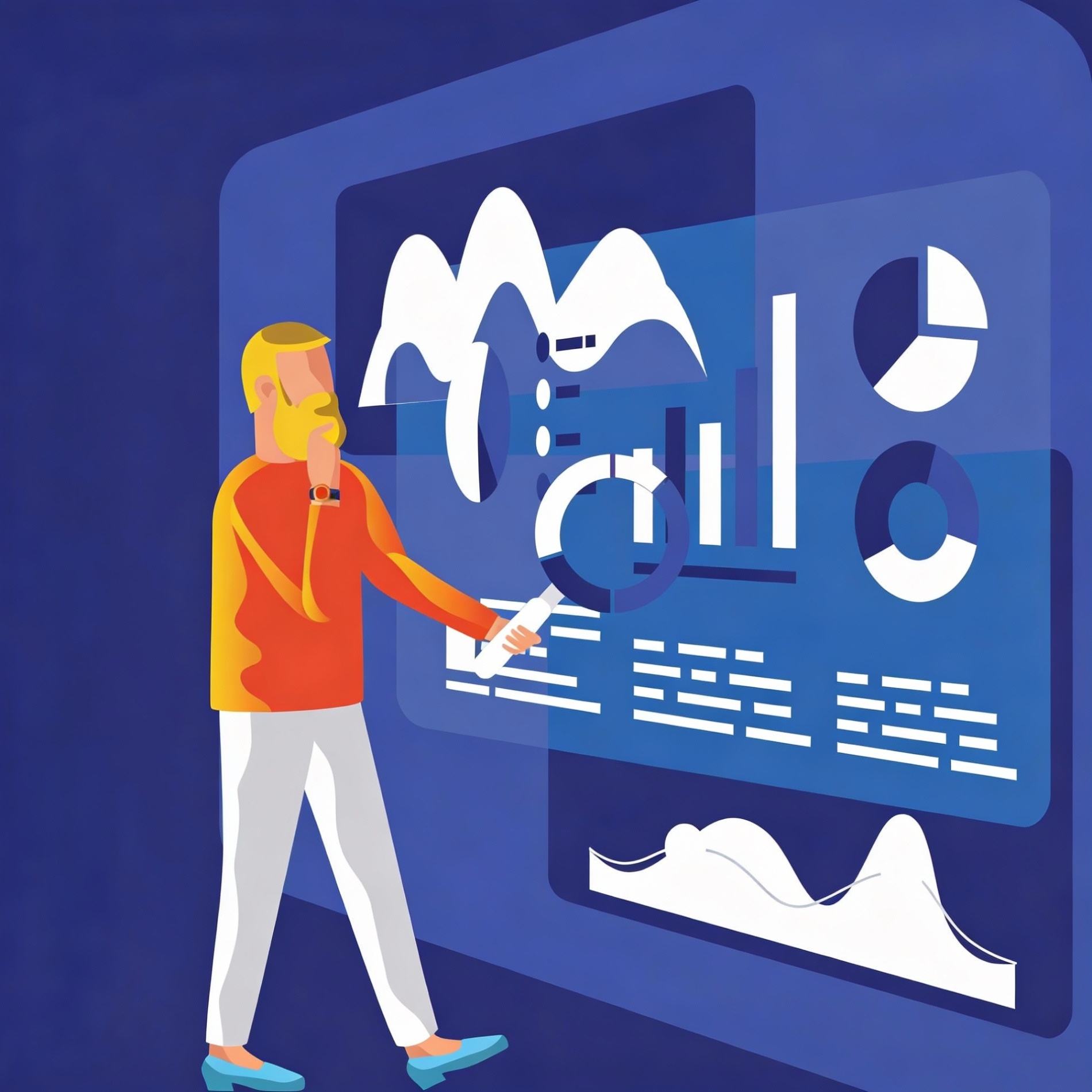 Illustration of Person analyzing SEO dashboard