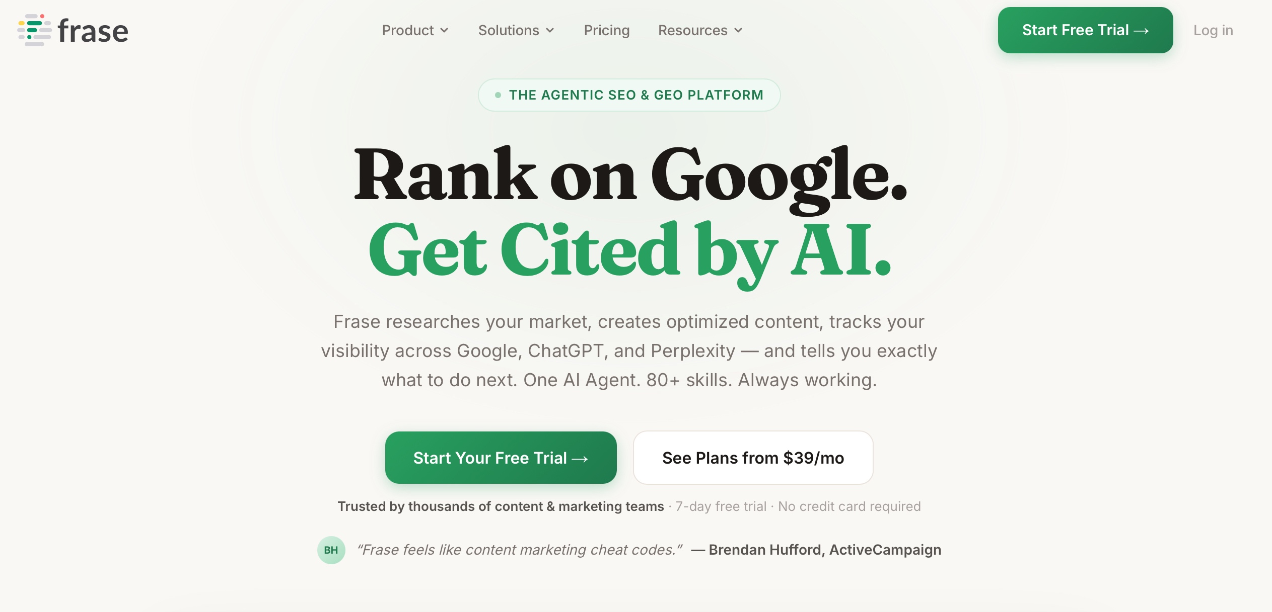 Frase homepage screenshot