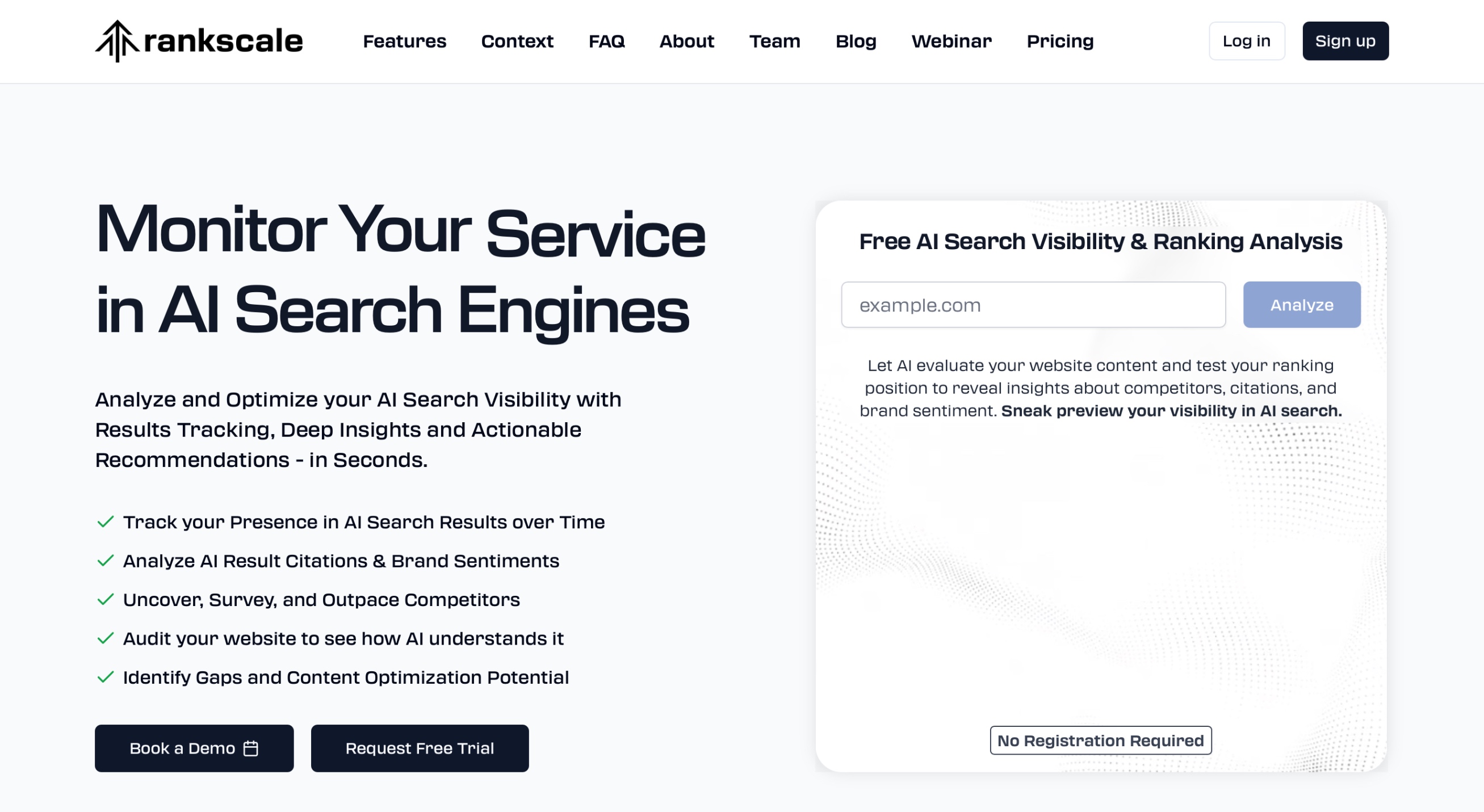 Rankscale AI Homepage screenshot