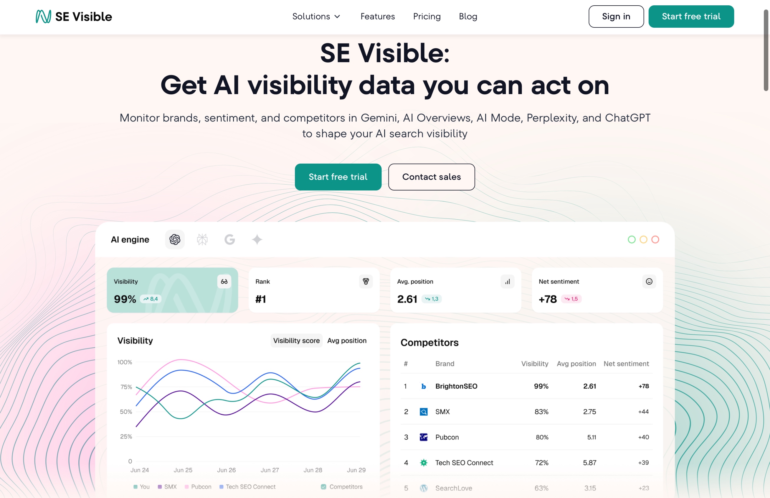 SE Visible Landing Page Screenshot