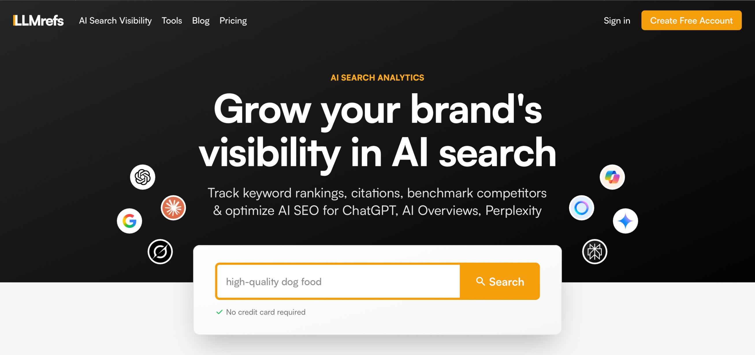 LLMrefs Homepage Screenshot