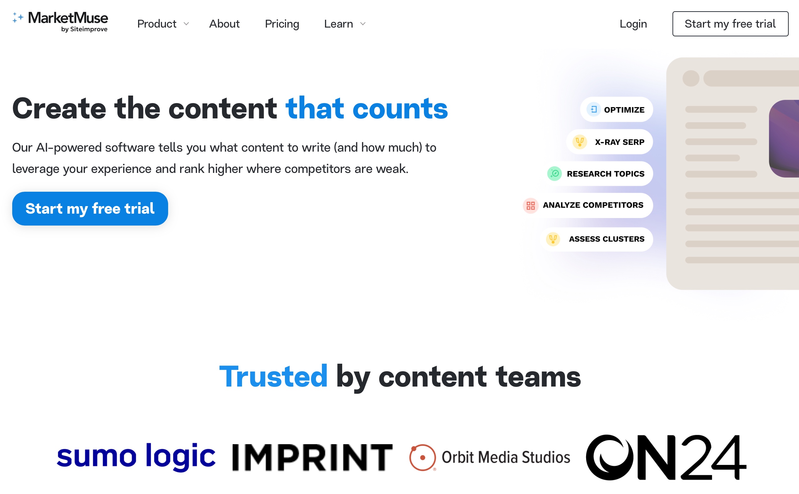 marketmuse homepage screenshot