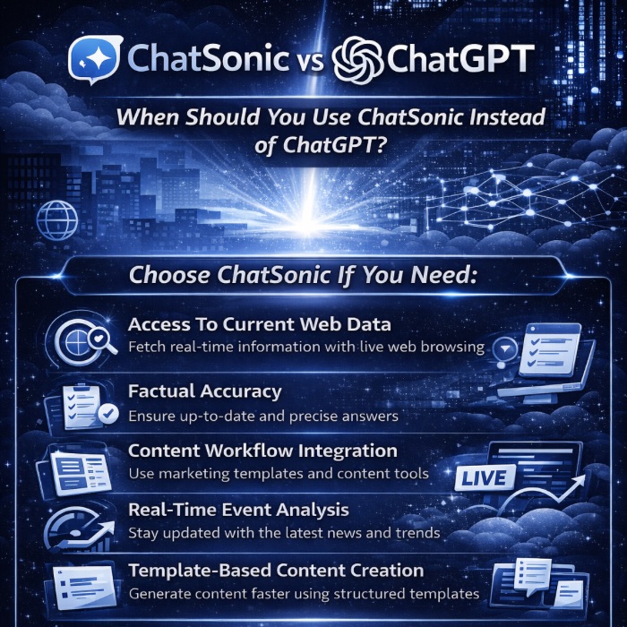 An Infographic on When Should You Use ChatSonic Instead Of ChatGPT.