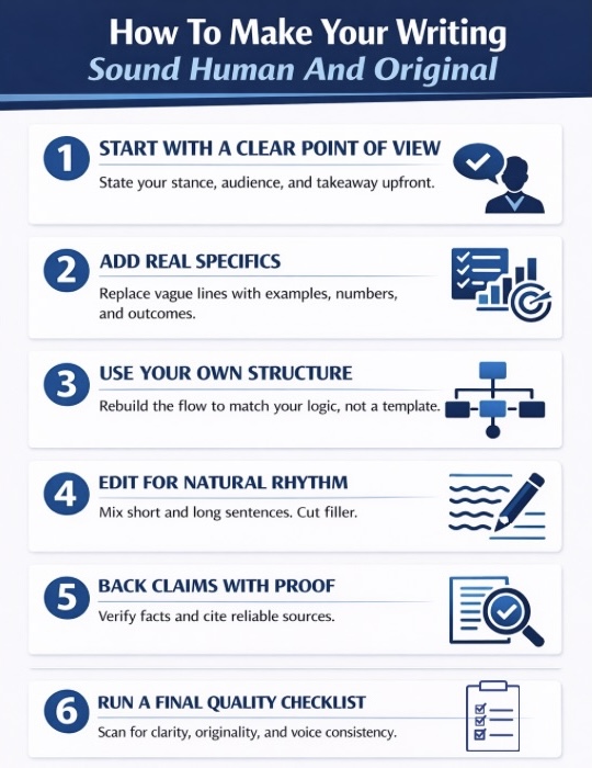 An Infographic on How To Make Your Writing Not AI Detectable.