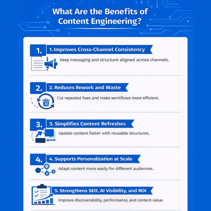 An Infographic on What Are the Benefits of Content Engineering.