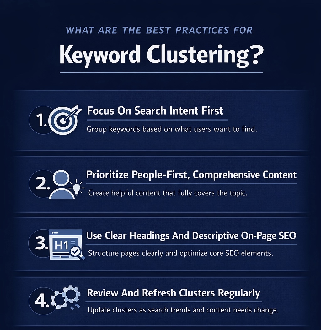 An Infographic on What Are The Best Practices For Keyword Clustering. 