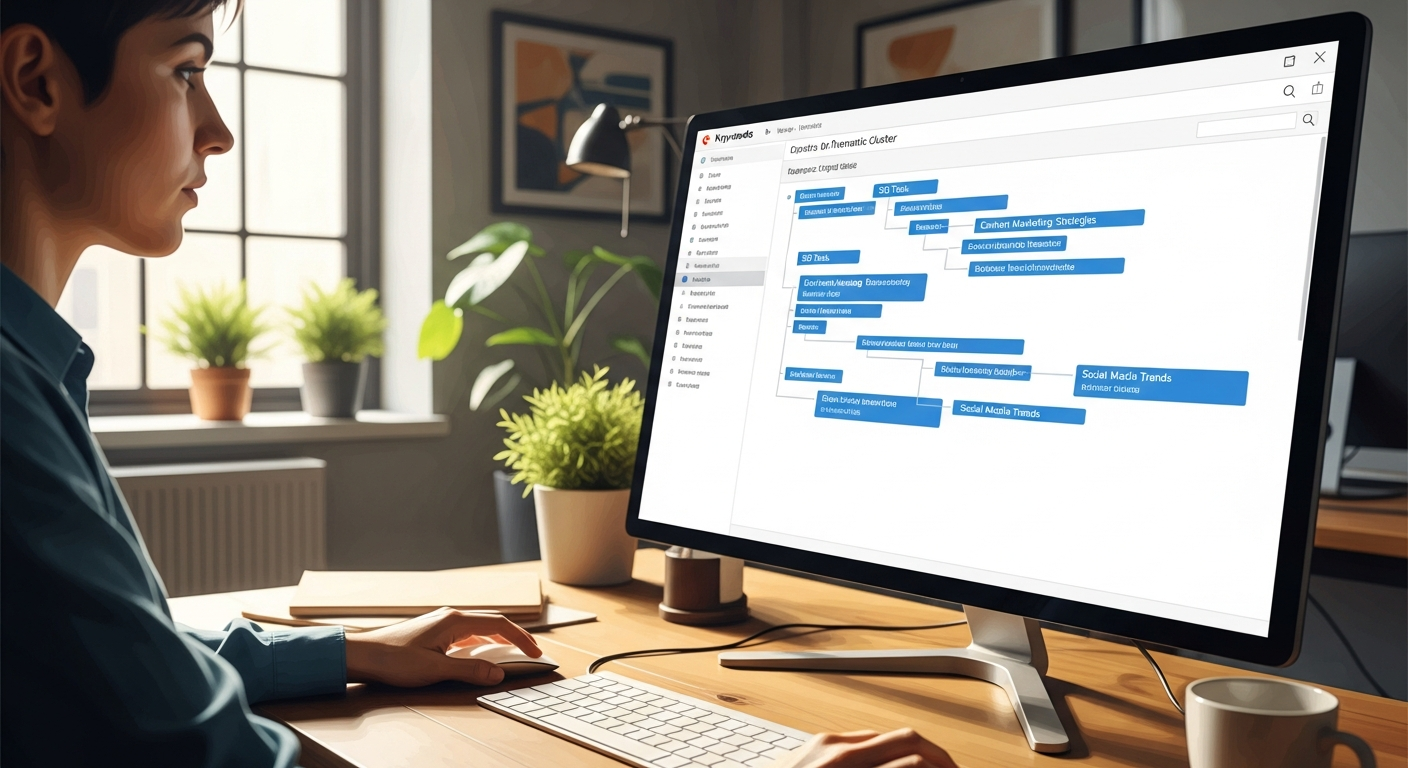 Marketer organizing keyword clusters