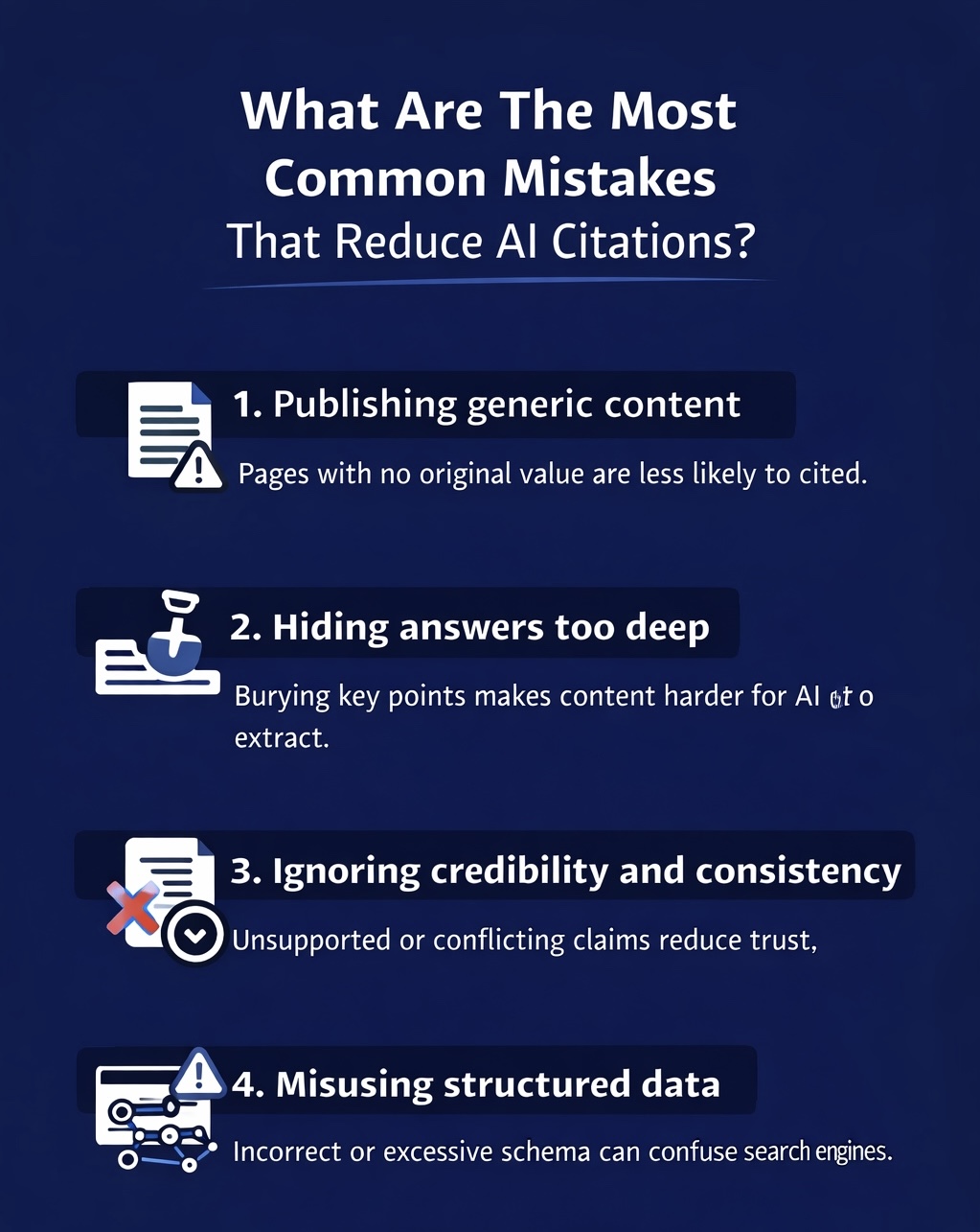 An Infographic on What Are The Most Common Mistakes That Reduce AI Citations.