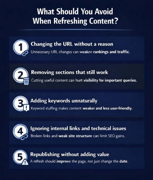 An Infographic on What Should You Avoid When Refreshing Content.