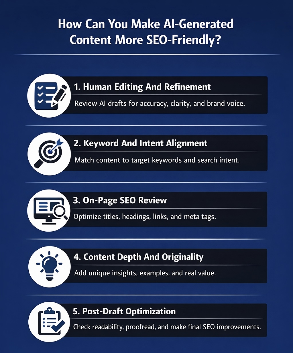 An Infographic on How Can You Make AI-Generated Content More SEO-Friendly.