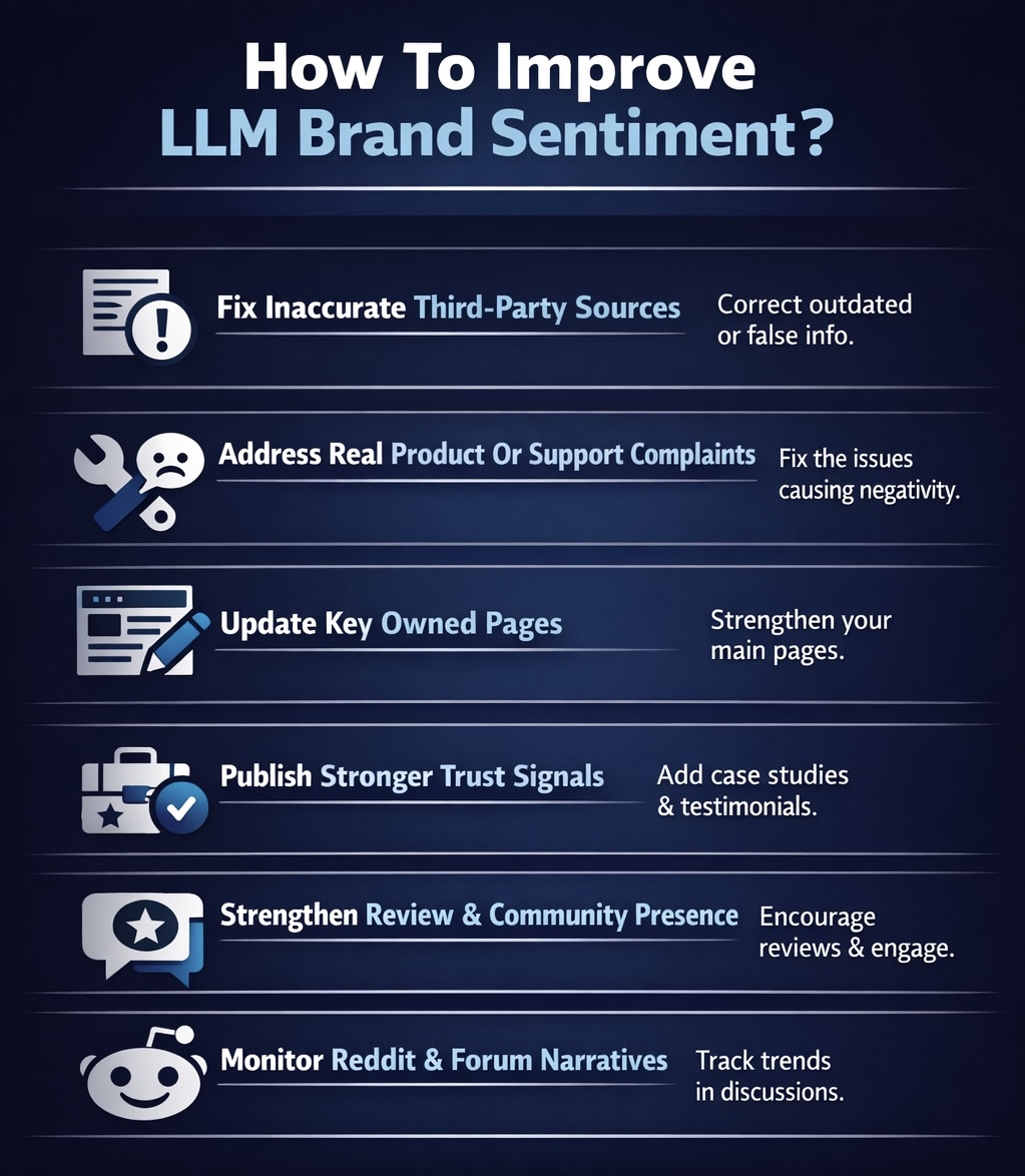An Infographic on How To Improve LLM Brand Sentiment.