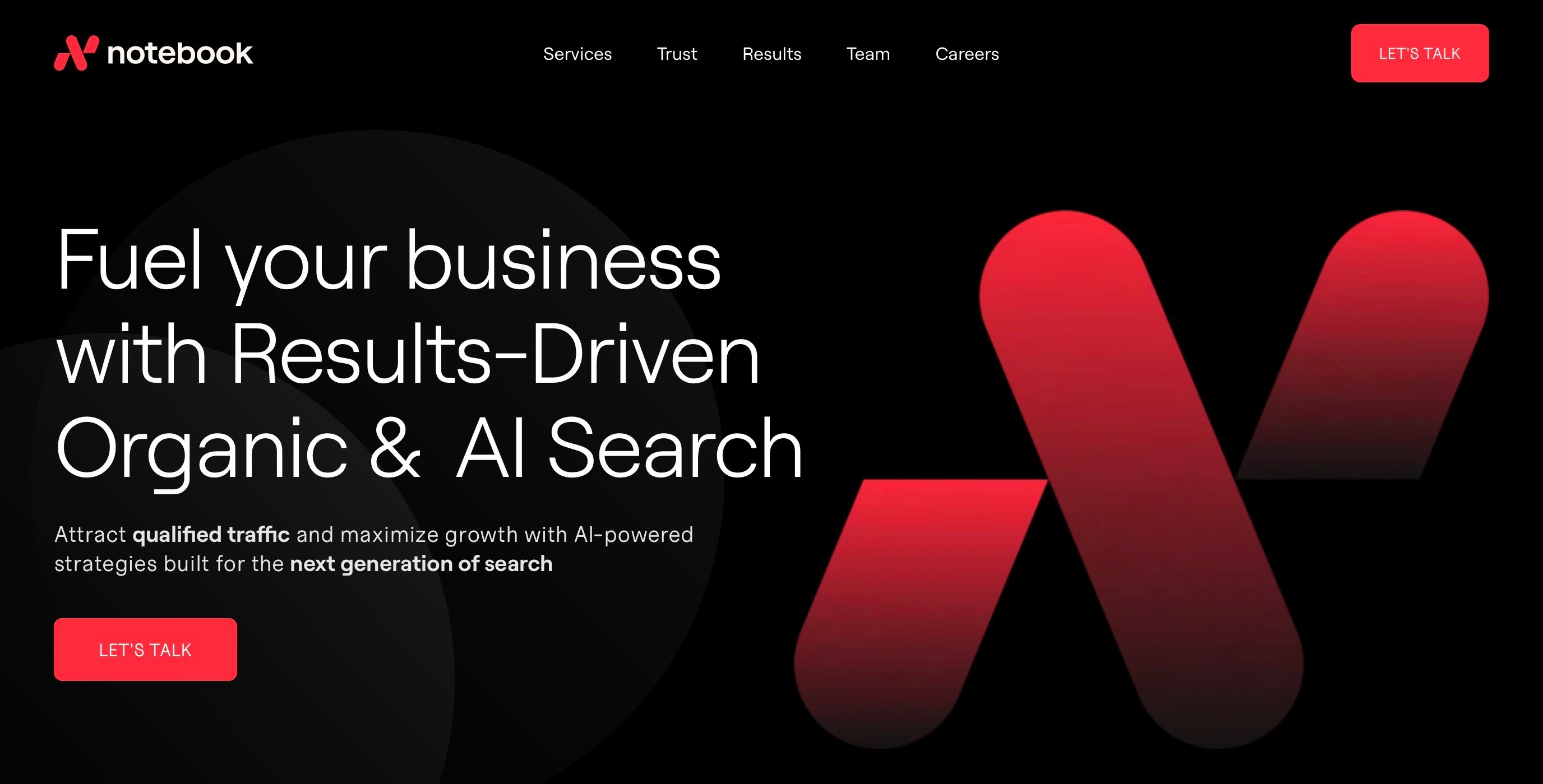 Notebook Agency Homepage Screenshot