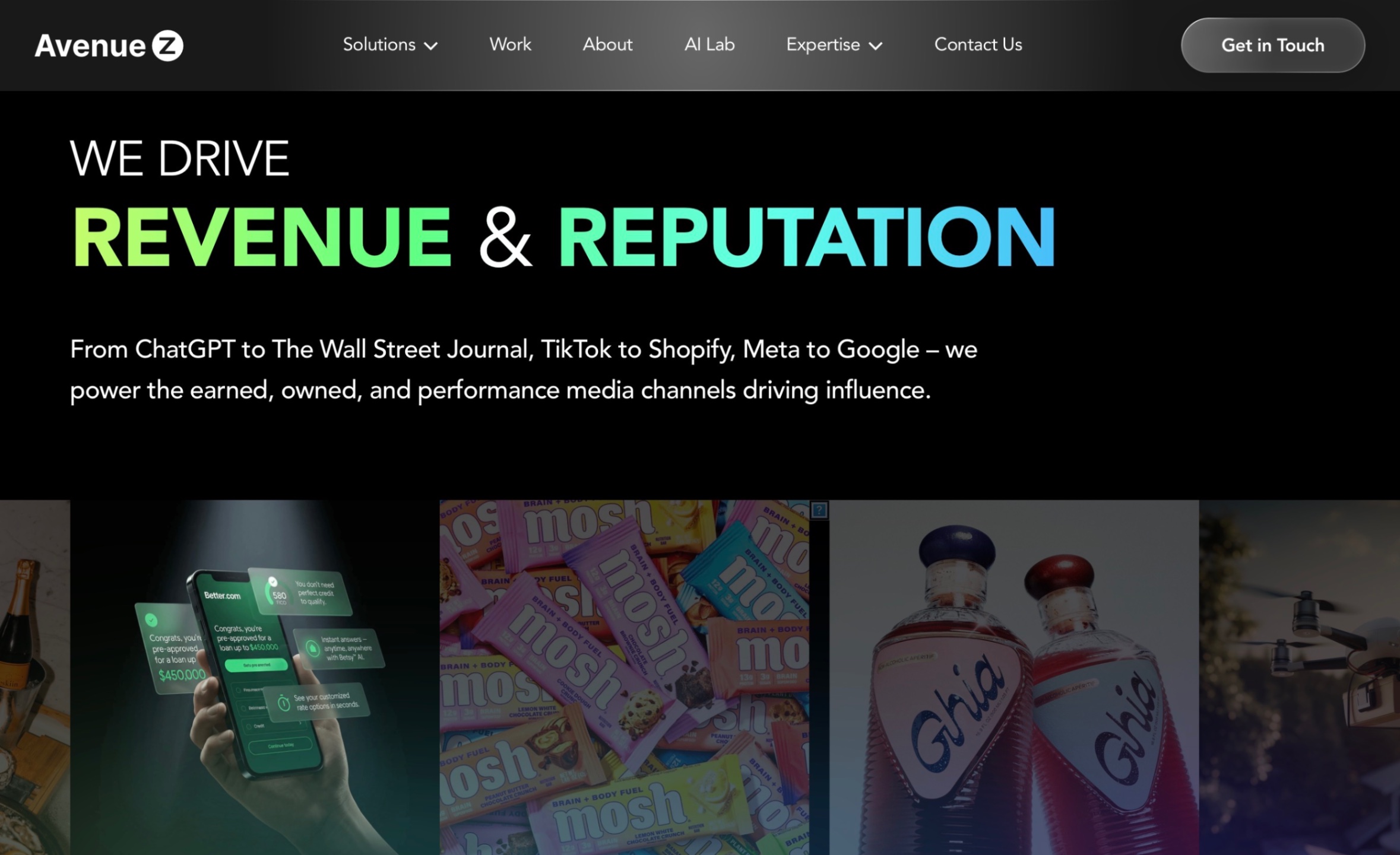 Avenue Z Homepage Screenshot