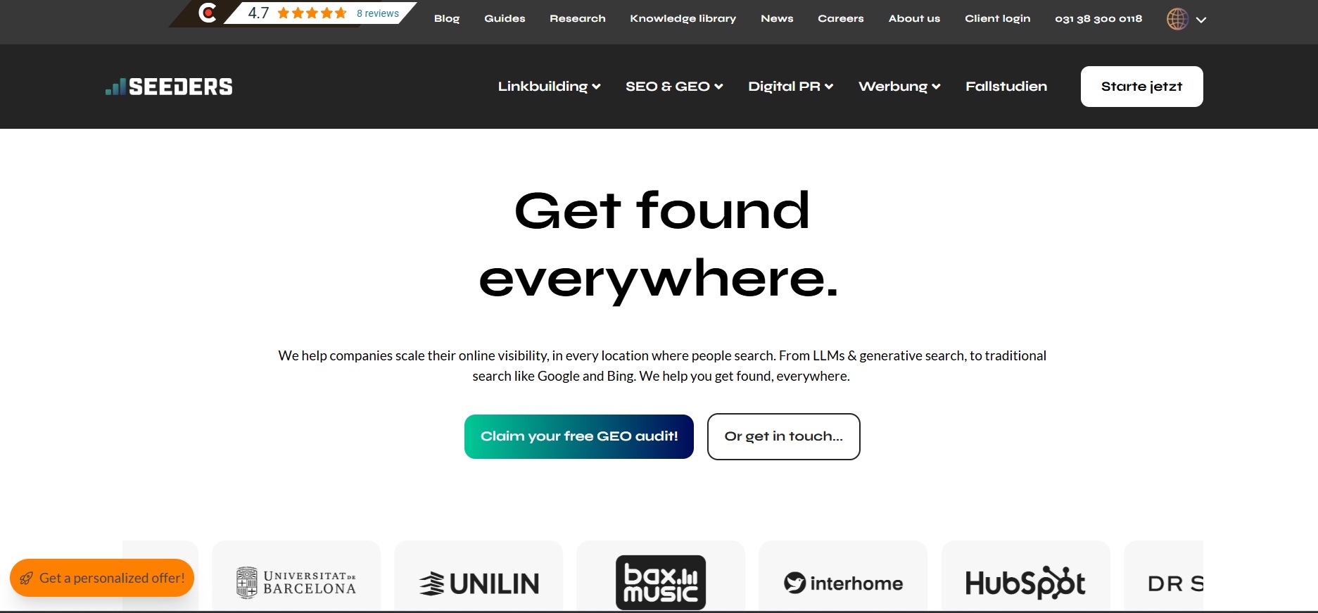 Seeders Homepage Screenshot