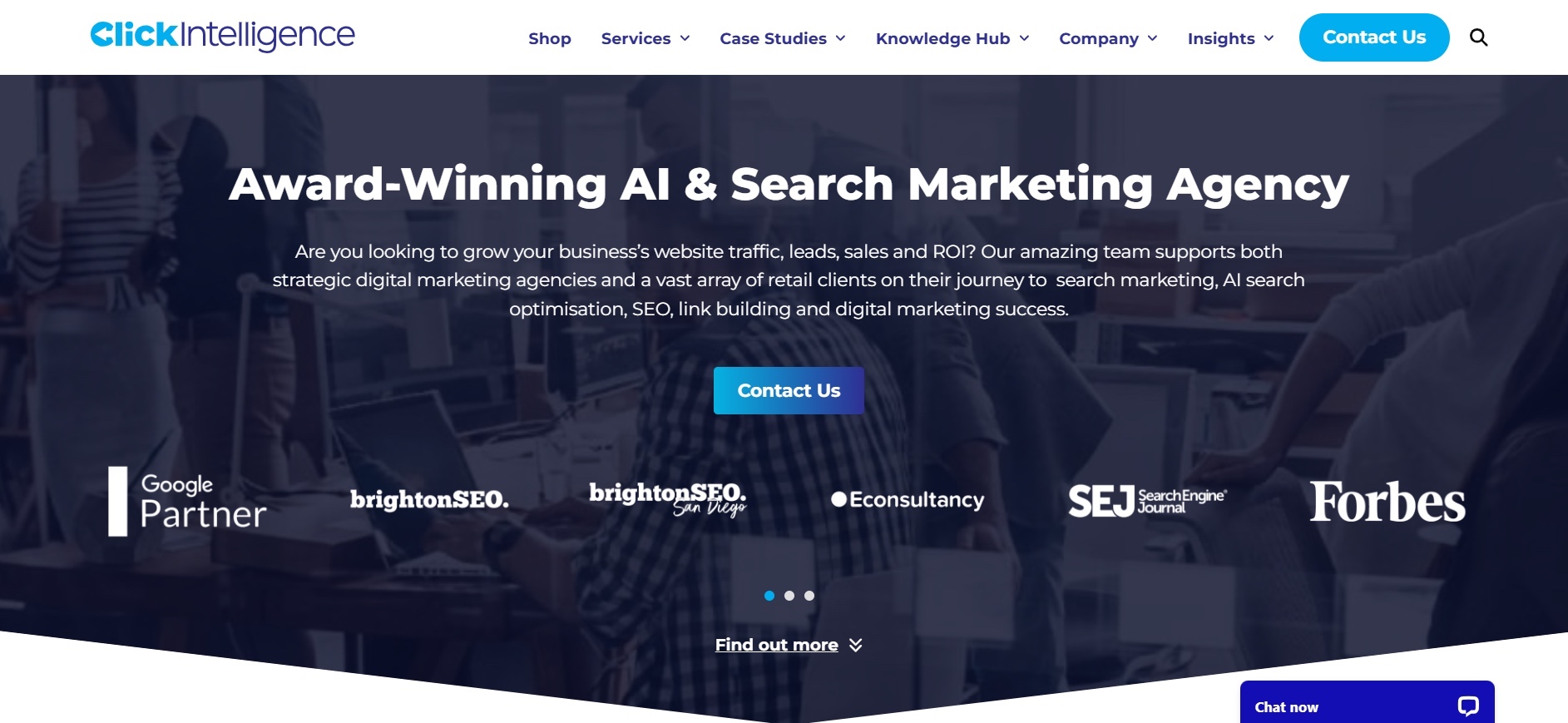 Click Intelligence Homepage Screenshot