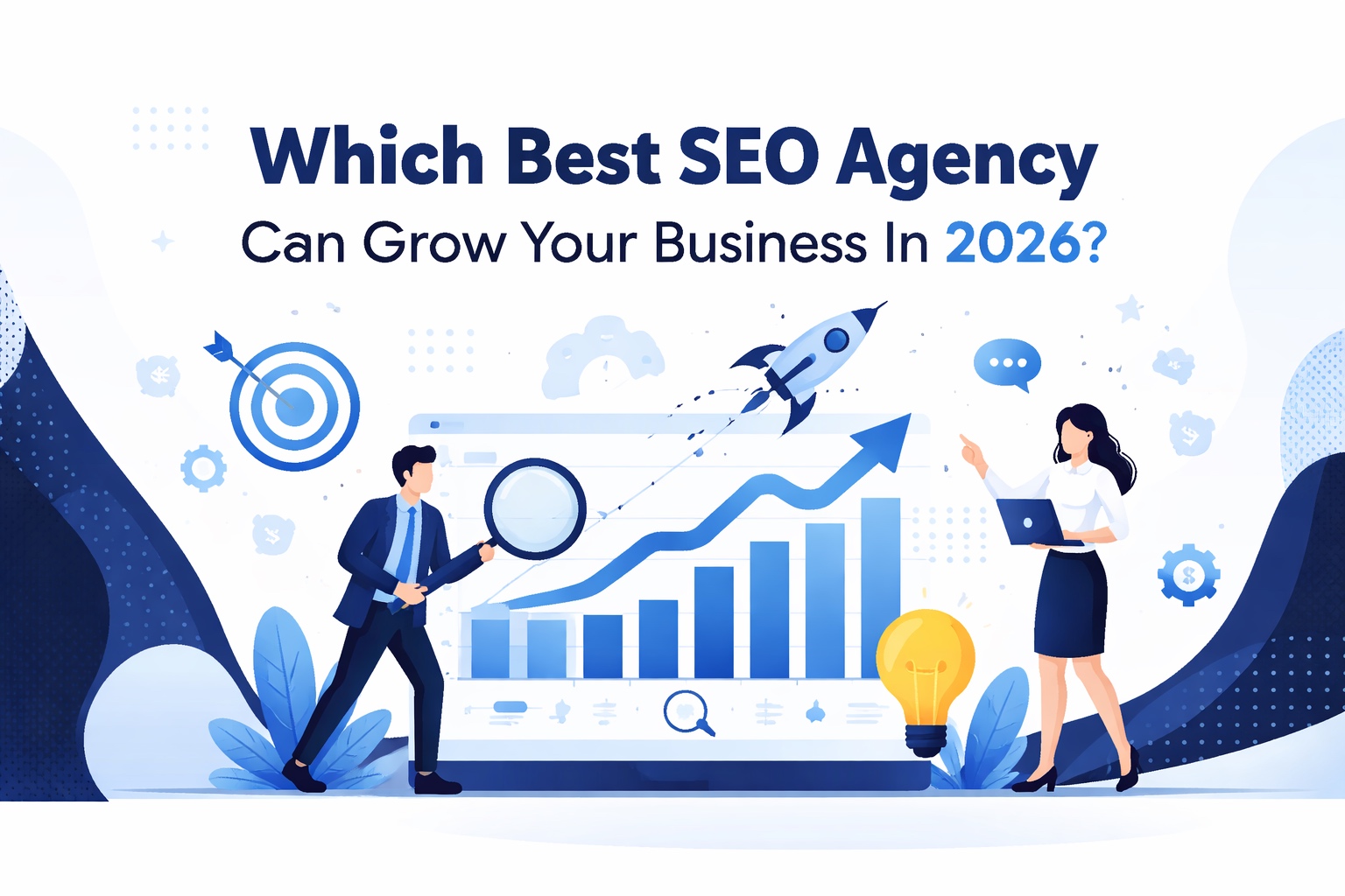 Best SEO agency banner showing business growth and SEO strategy in 2026