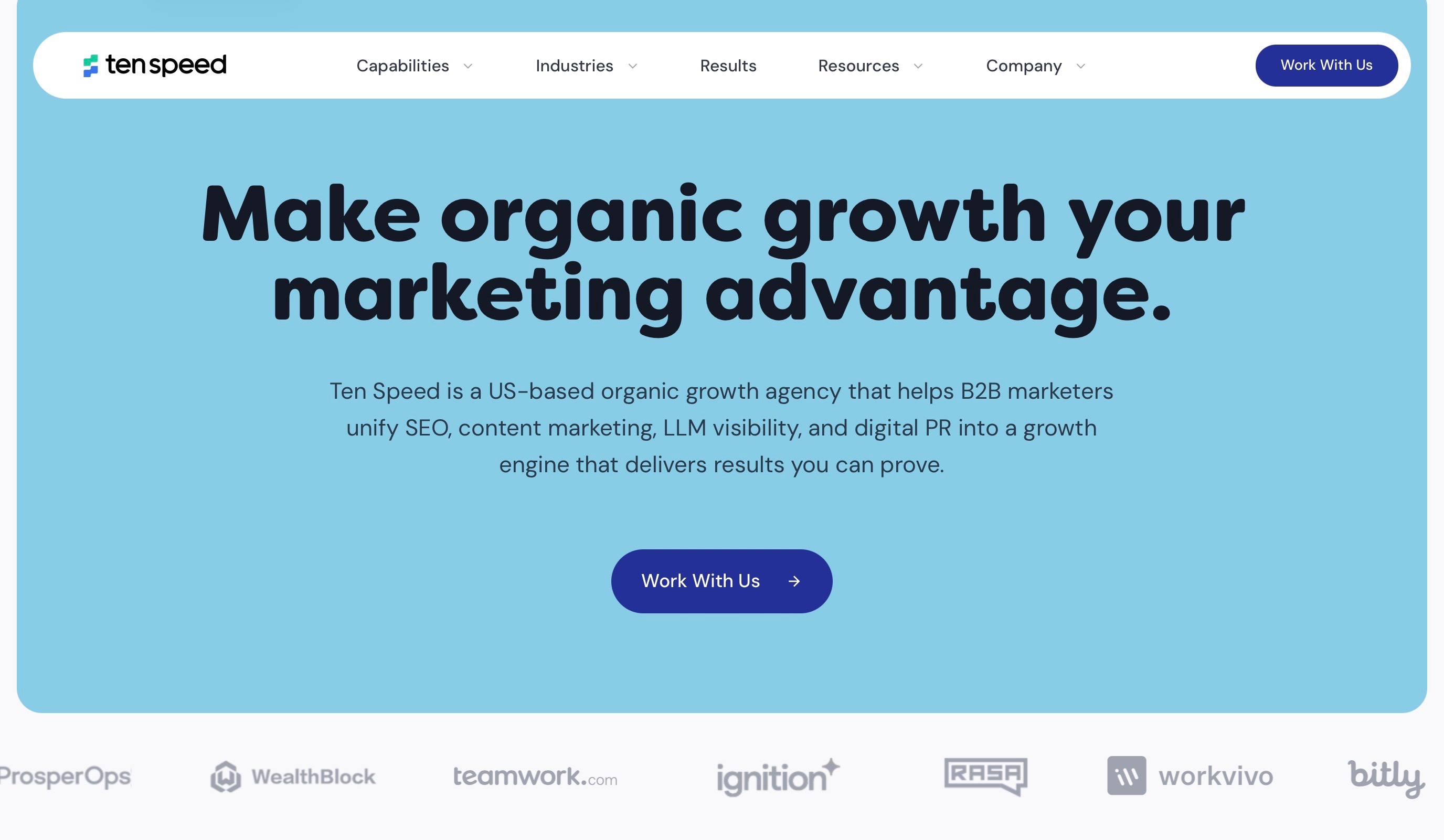 Ten Speed Homepage Screenshot