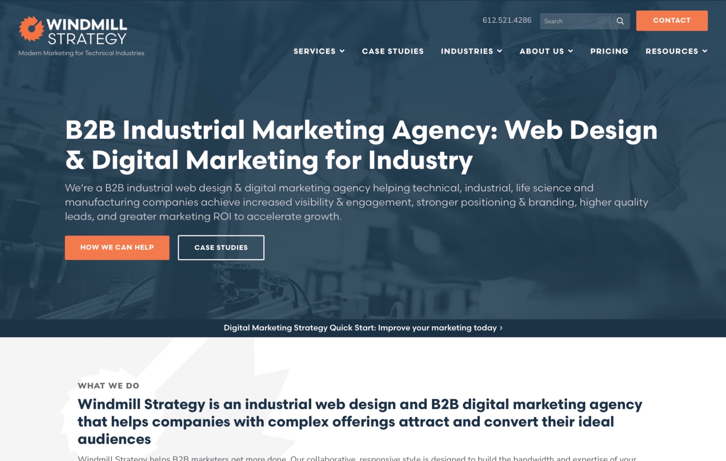 Windmill Strategy Homepage Screenshot