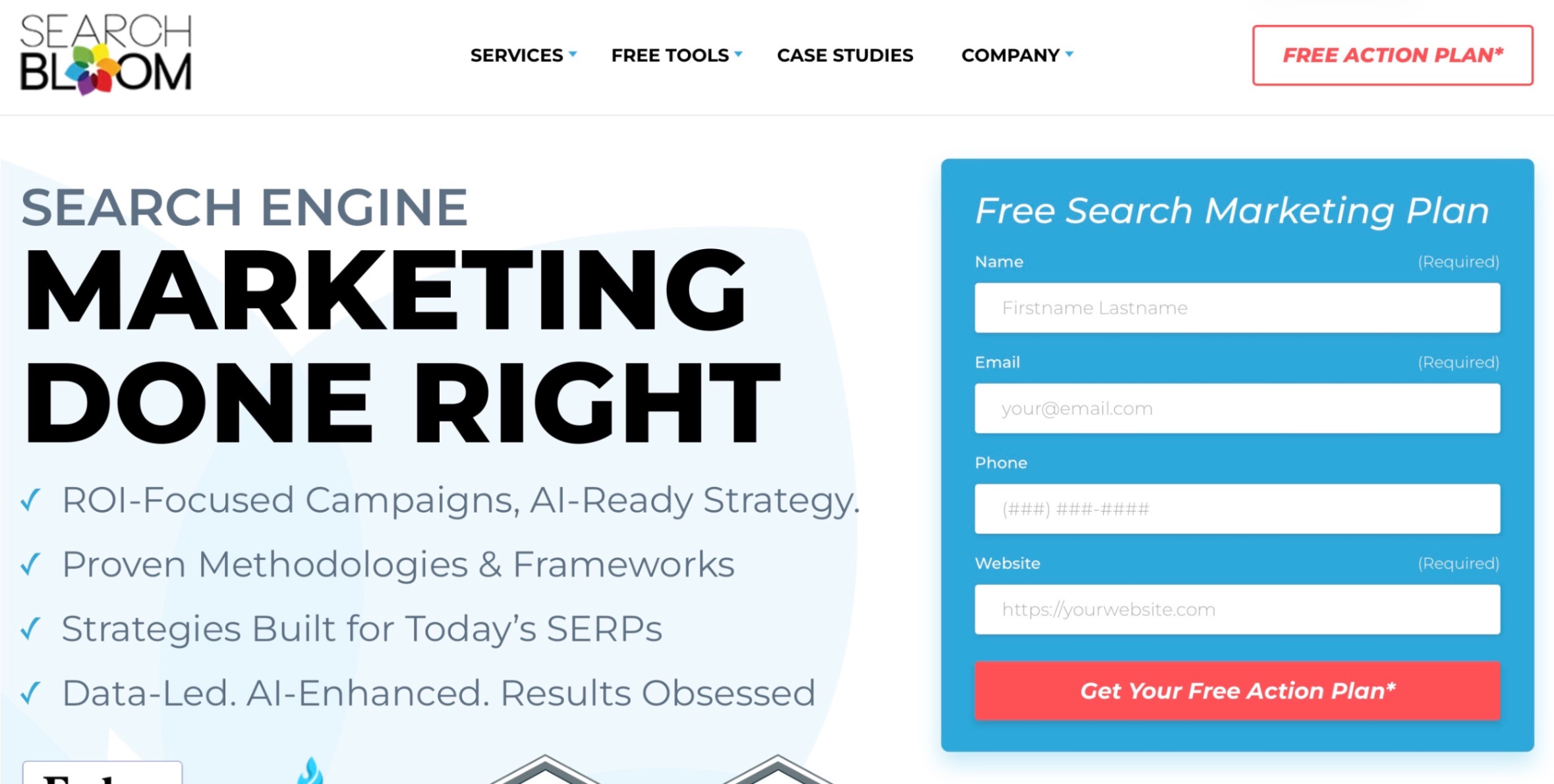 Searchbloom Landing Page Screenshot