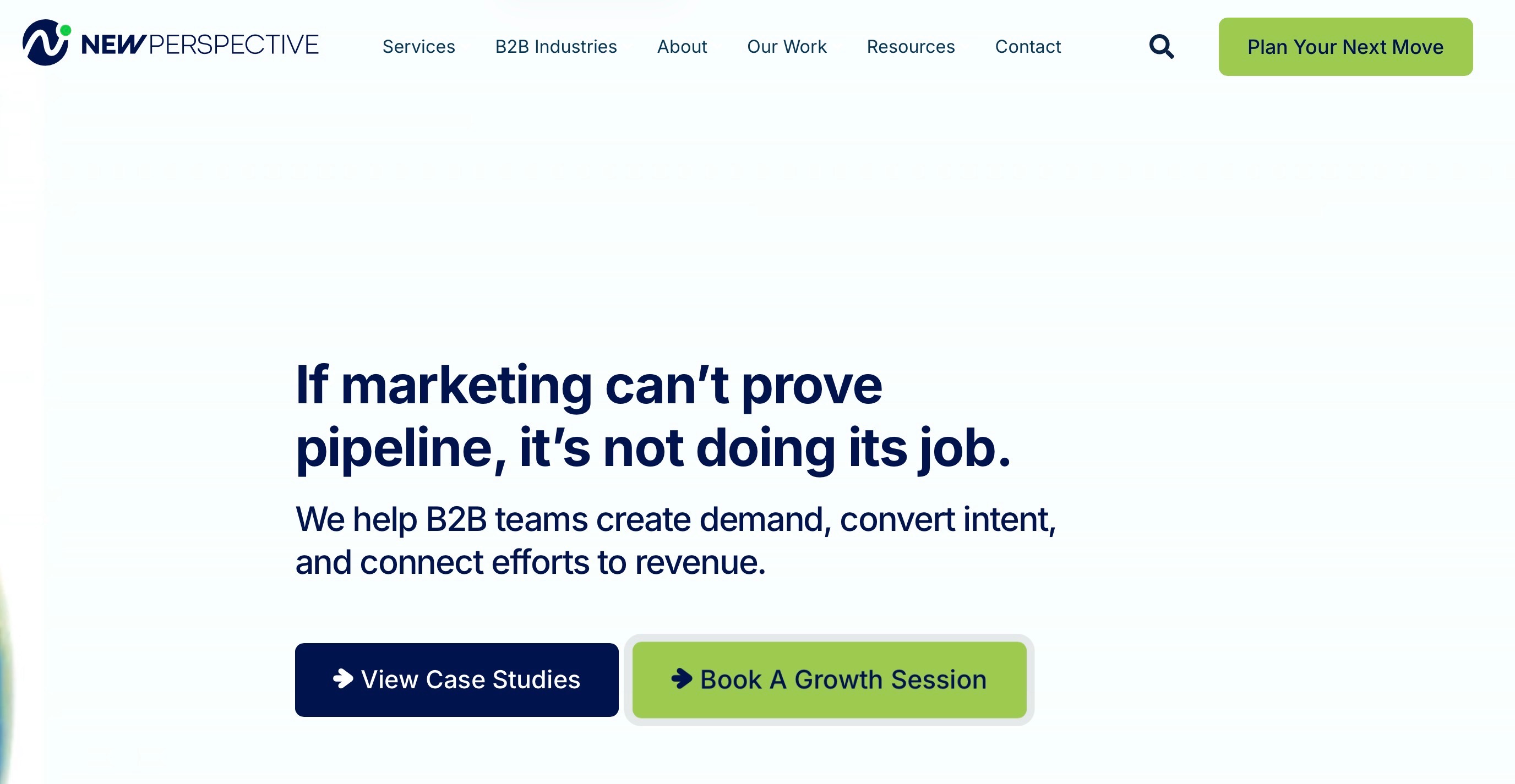New Perspective Landing Page Screenshot