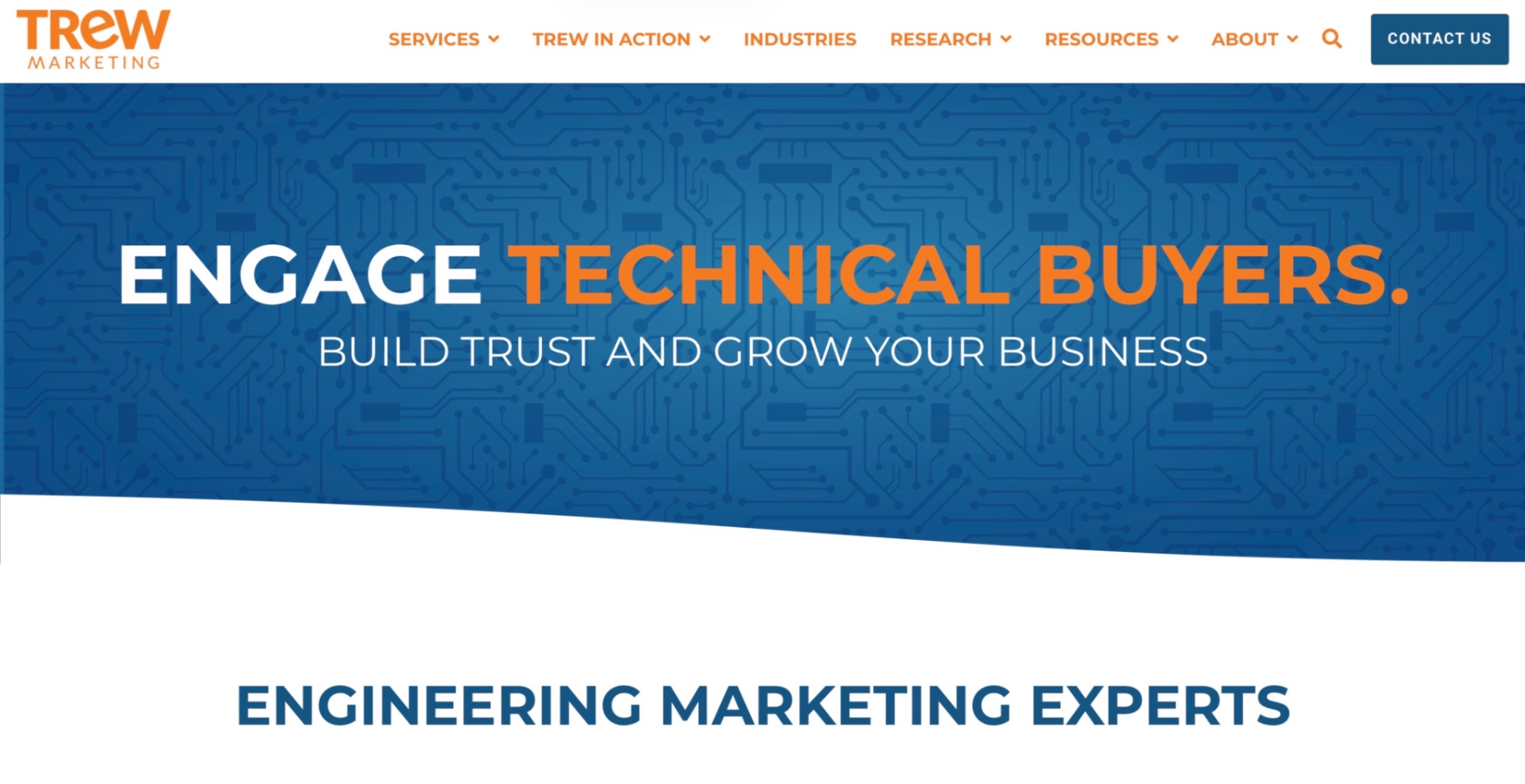 TREW Marketing Landing Page Screenshot