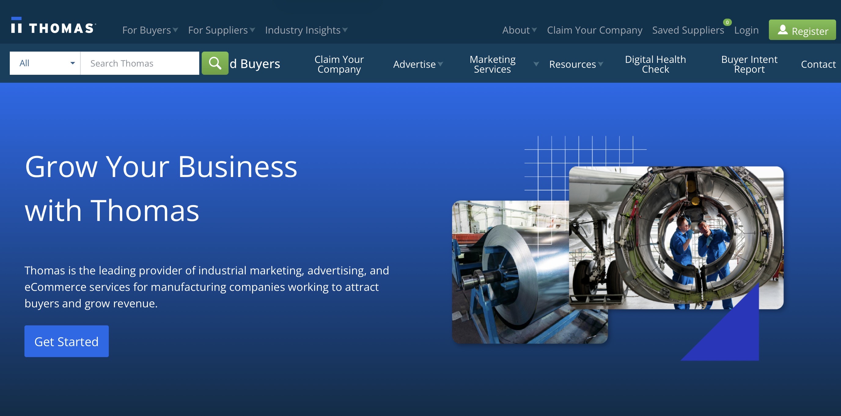 Thomas Marketing Services Landing Page Screenshot