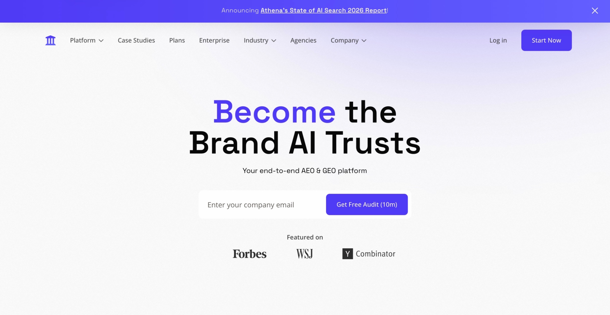 AthenaHQ Landing Page Screenshot