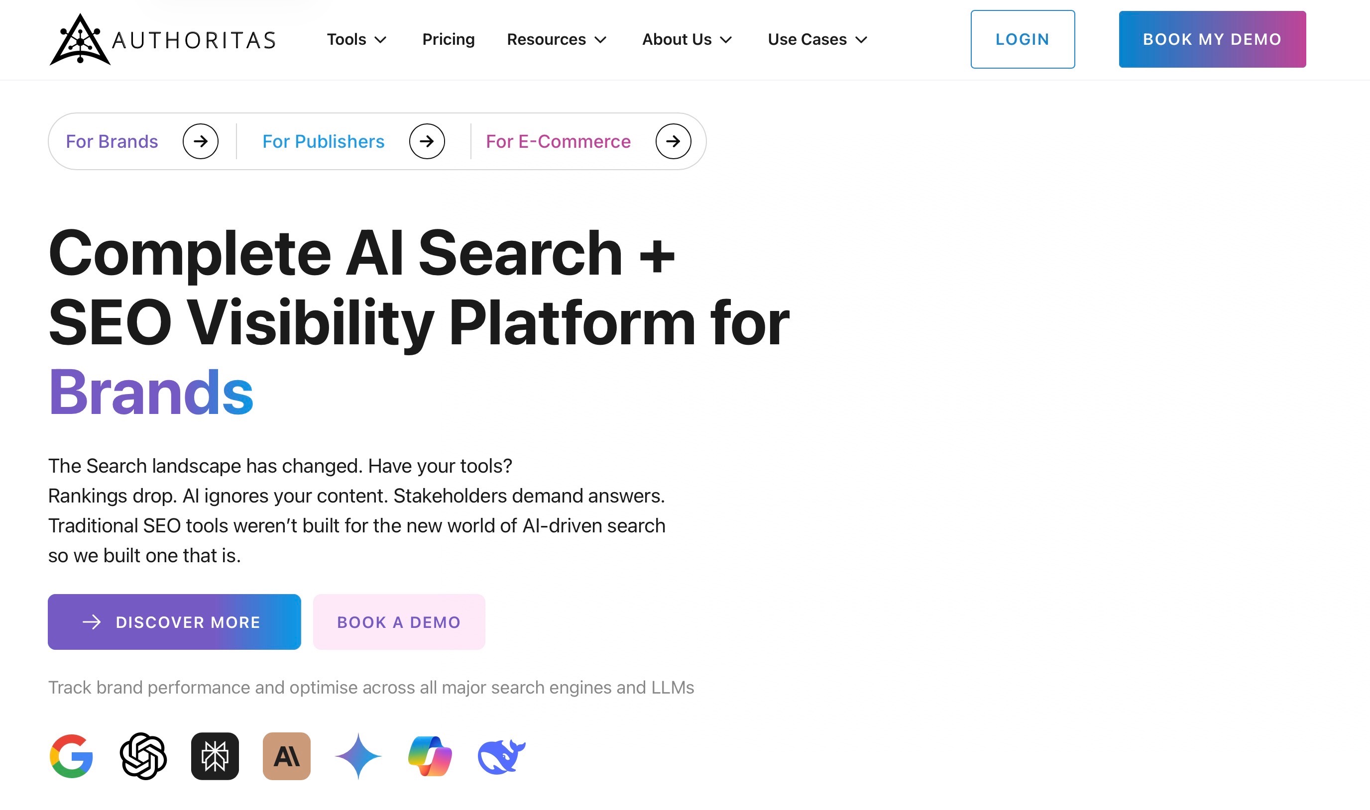 Authoritas landing page screenshot