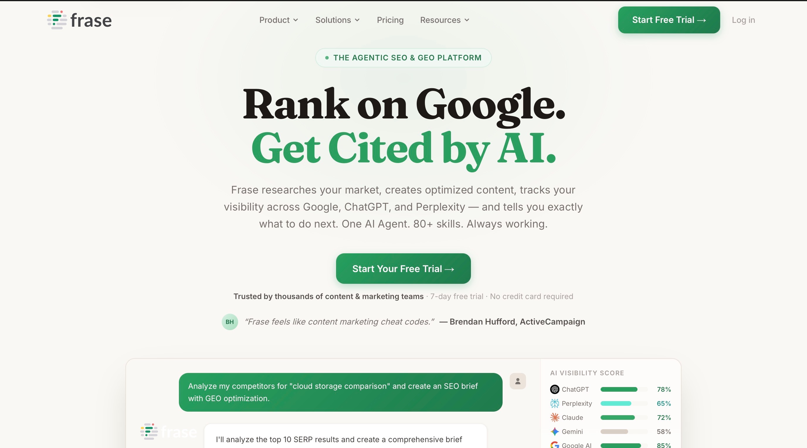 Frase landing page screenshot