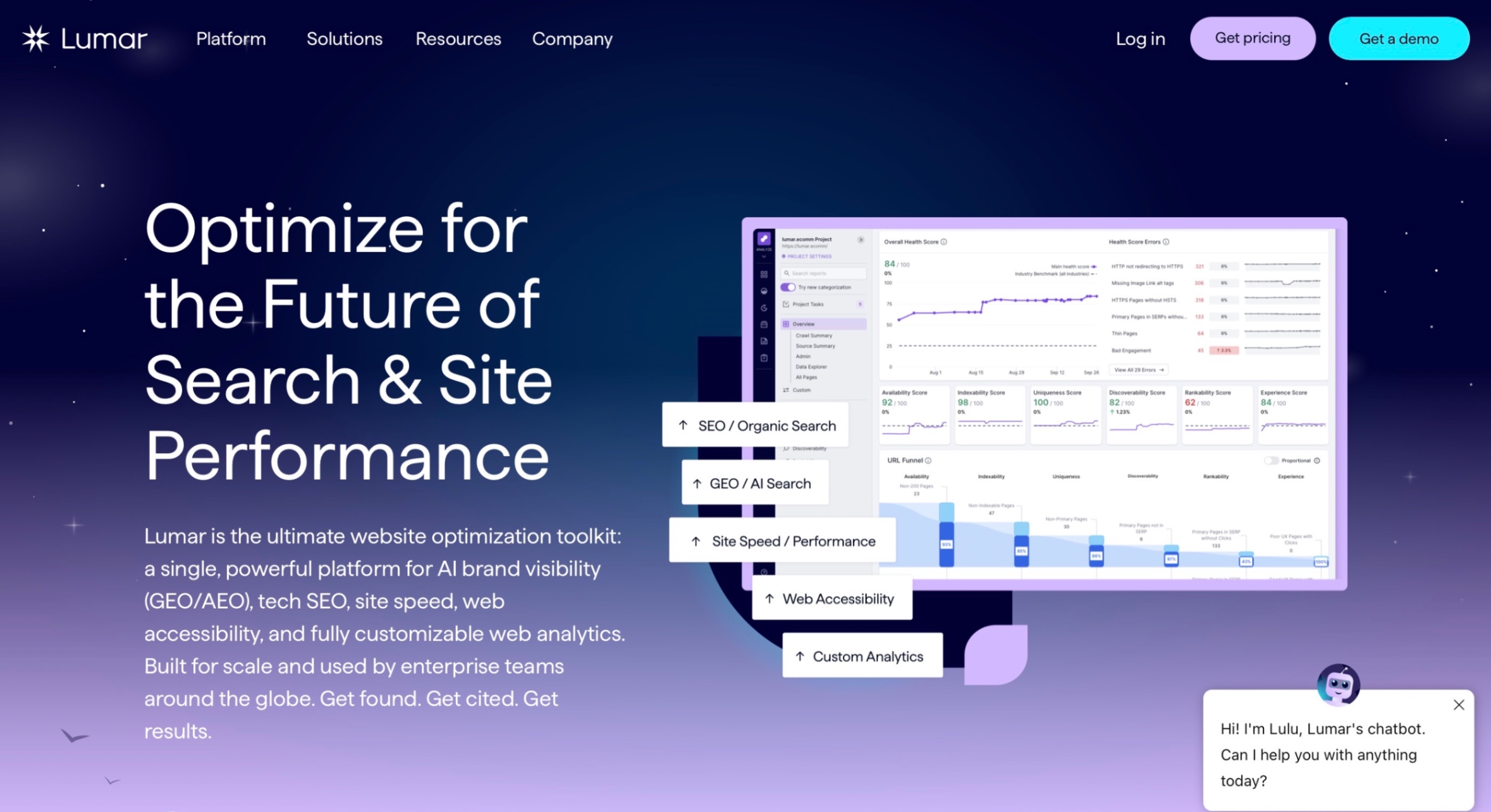 Lumar Landing Page Screenshot