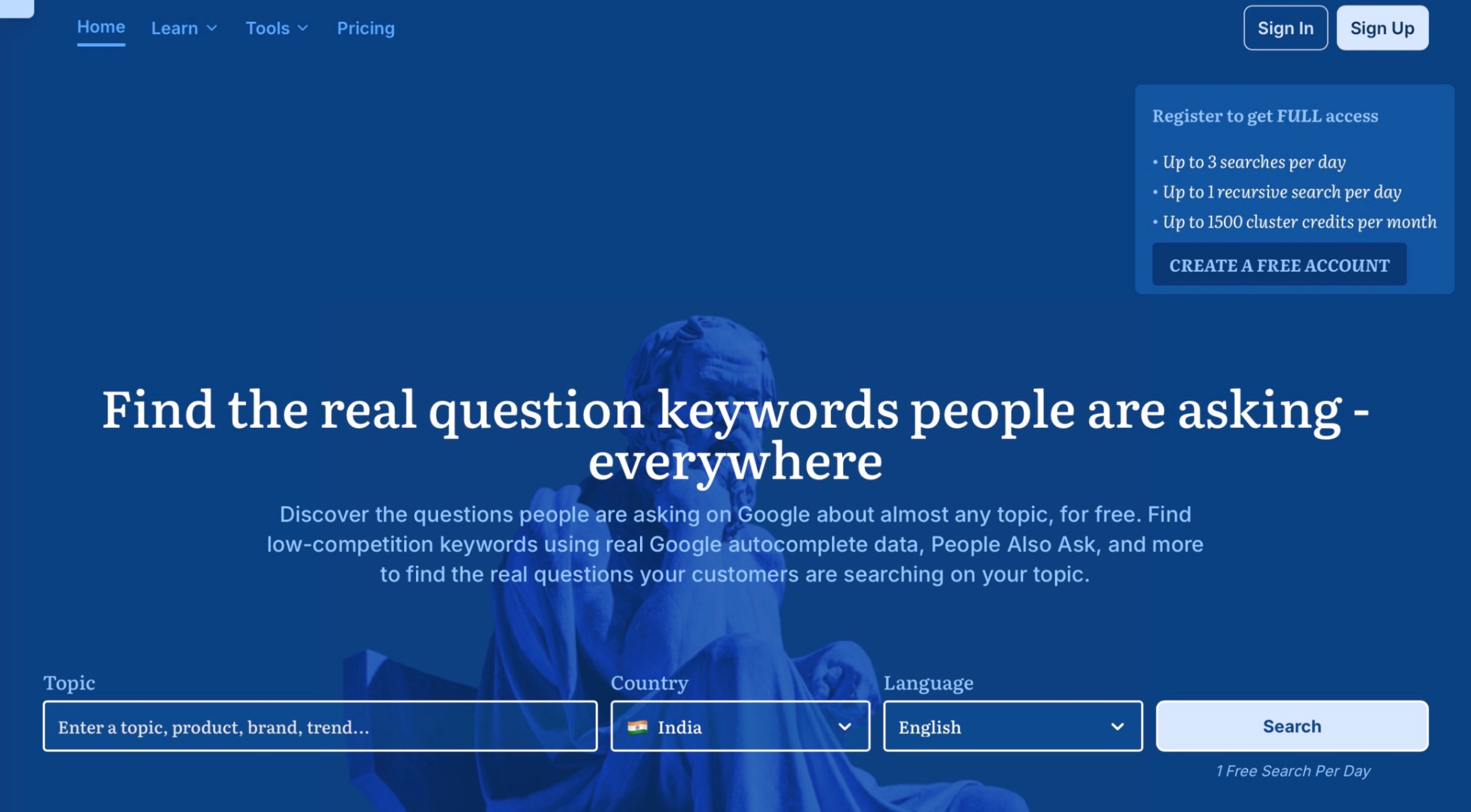 Answer Socrates Landing page screenshot