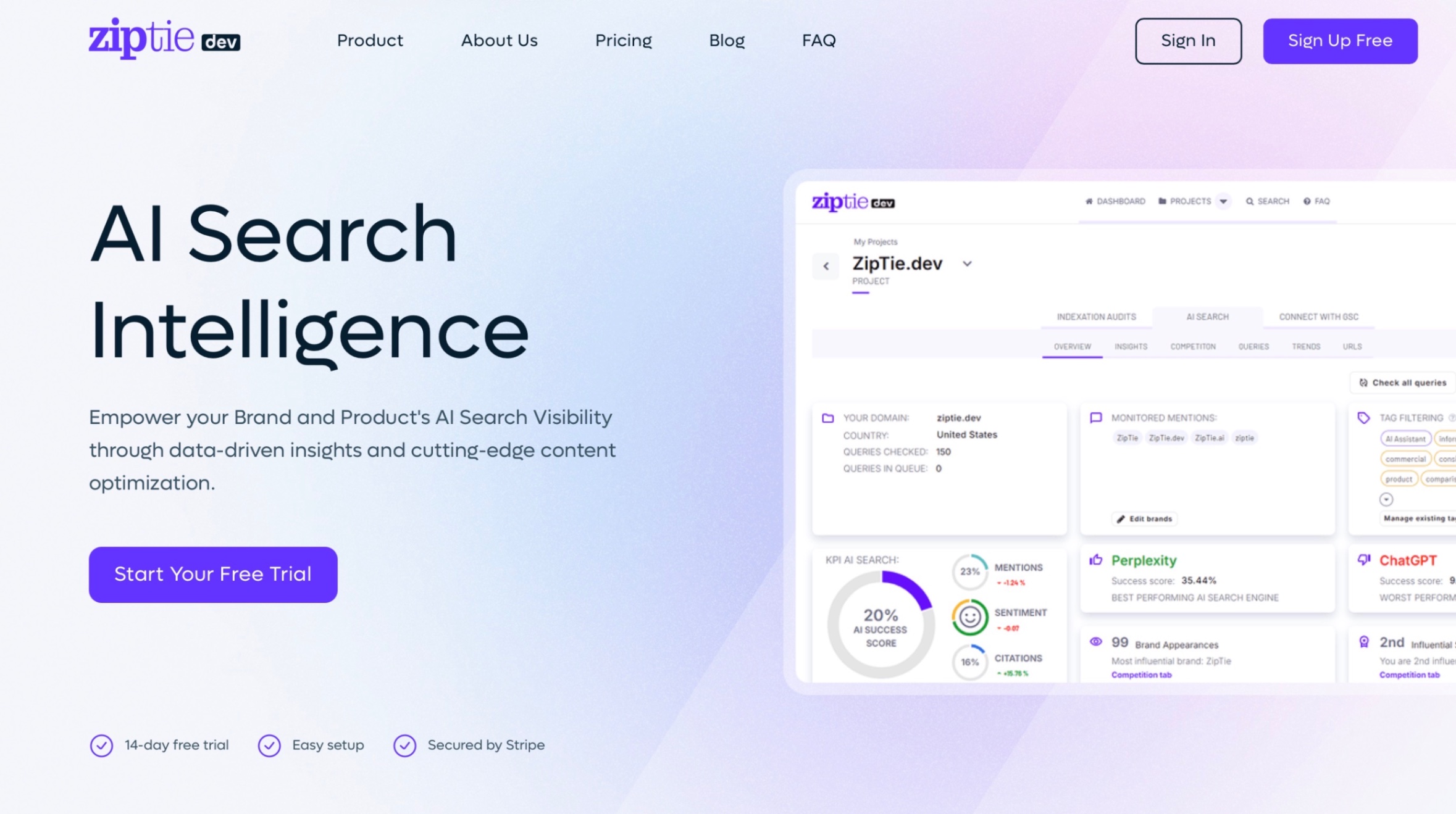 ZipTie.dev Landing page screenshot