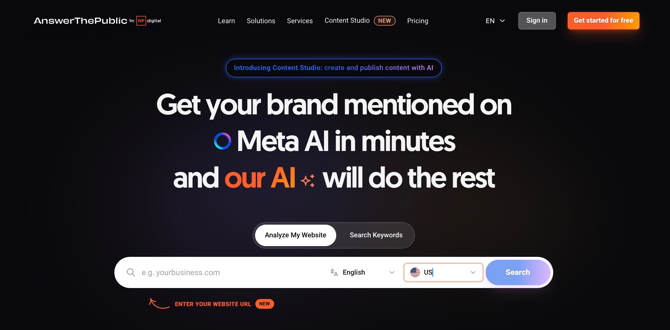 AnswerThePublic landing page screenshot