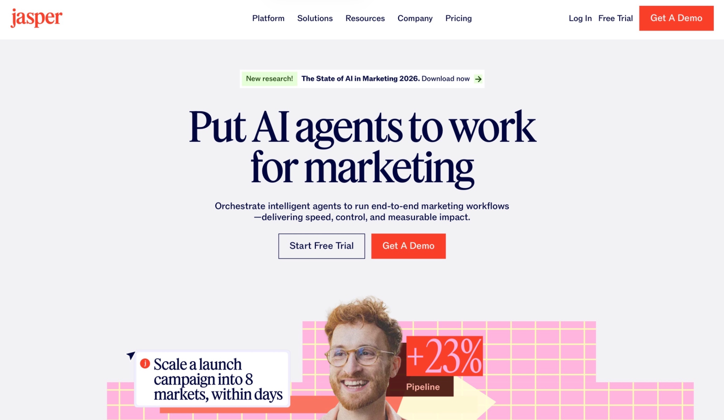 Jasper Landing page screenshot