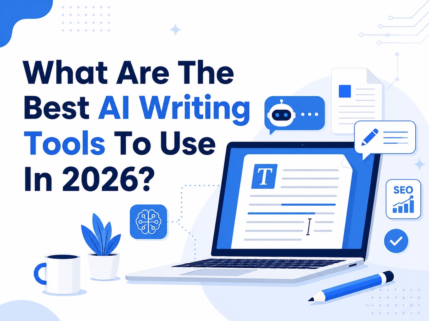 Vector illustration of the best AI writing tools for content creation in 2026.