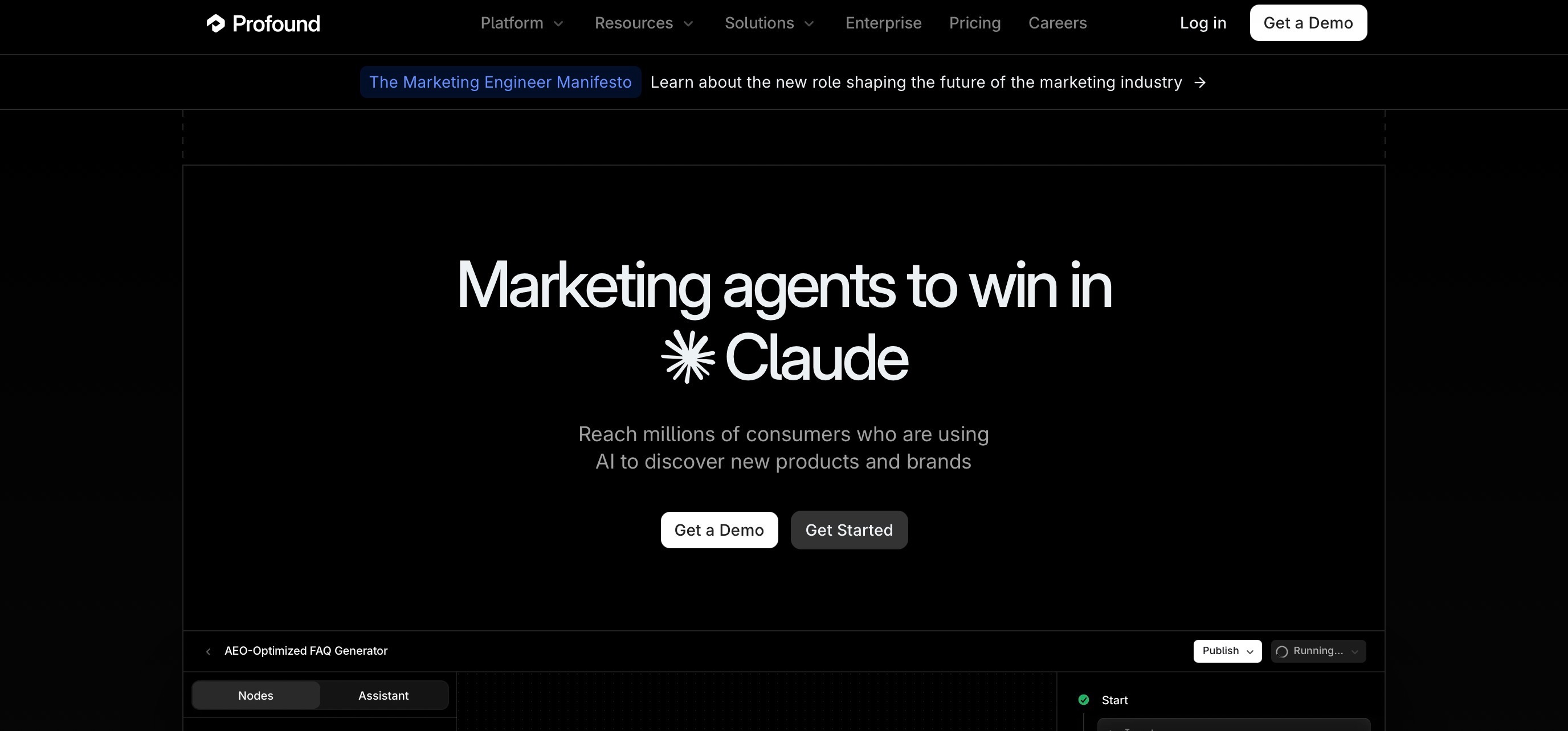 Profound Landing page screenshot