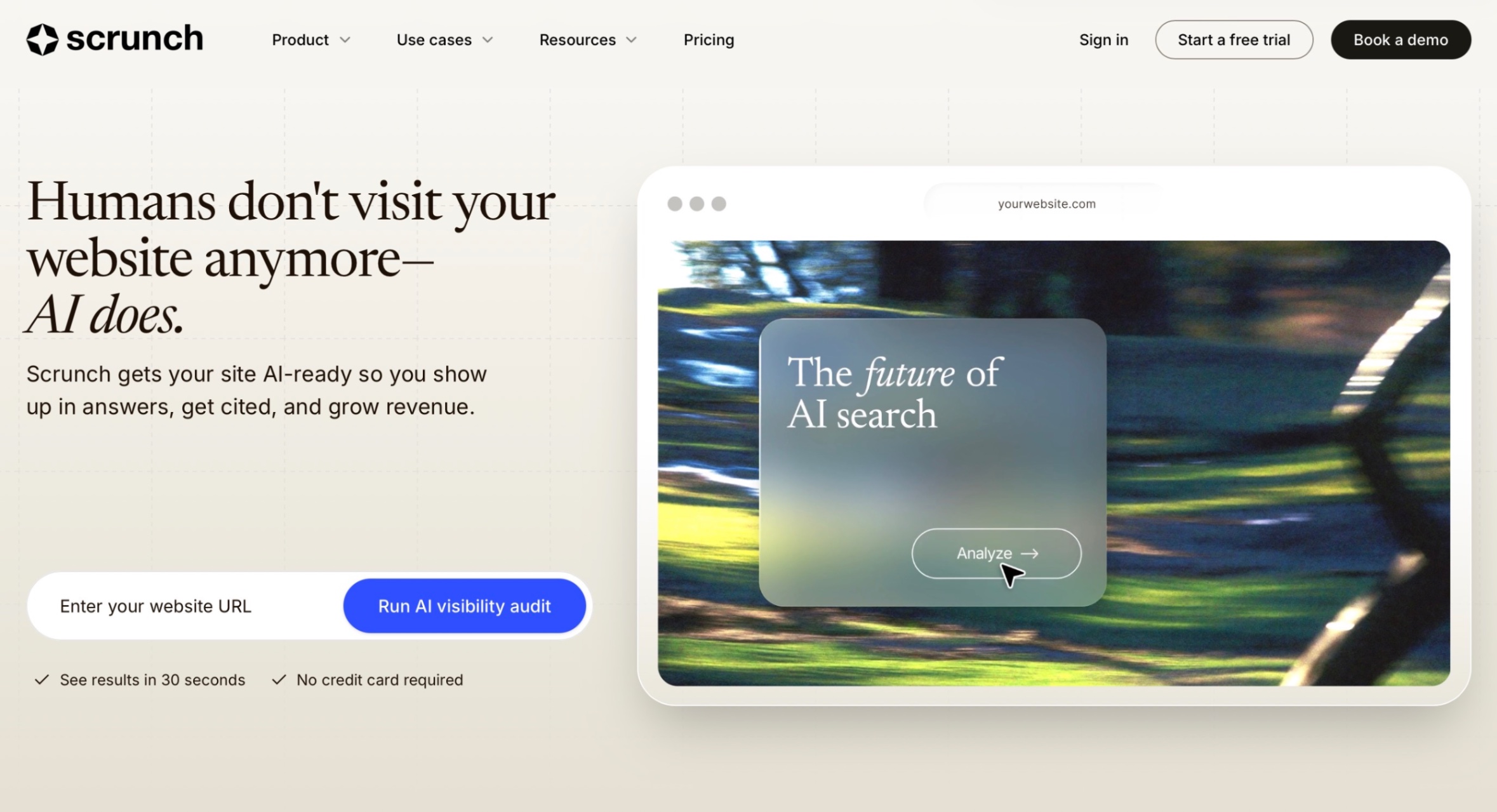 Scrunch AI Landing page screenshot
