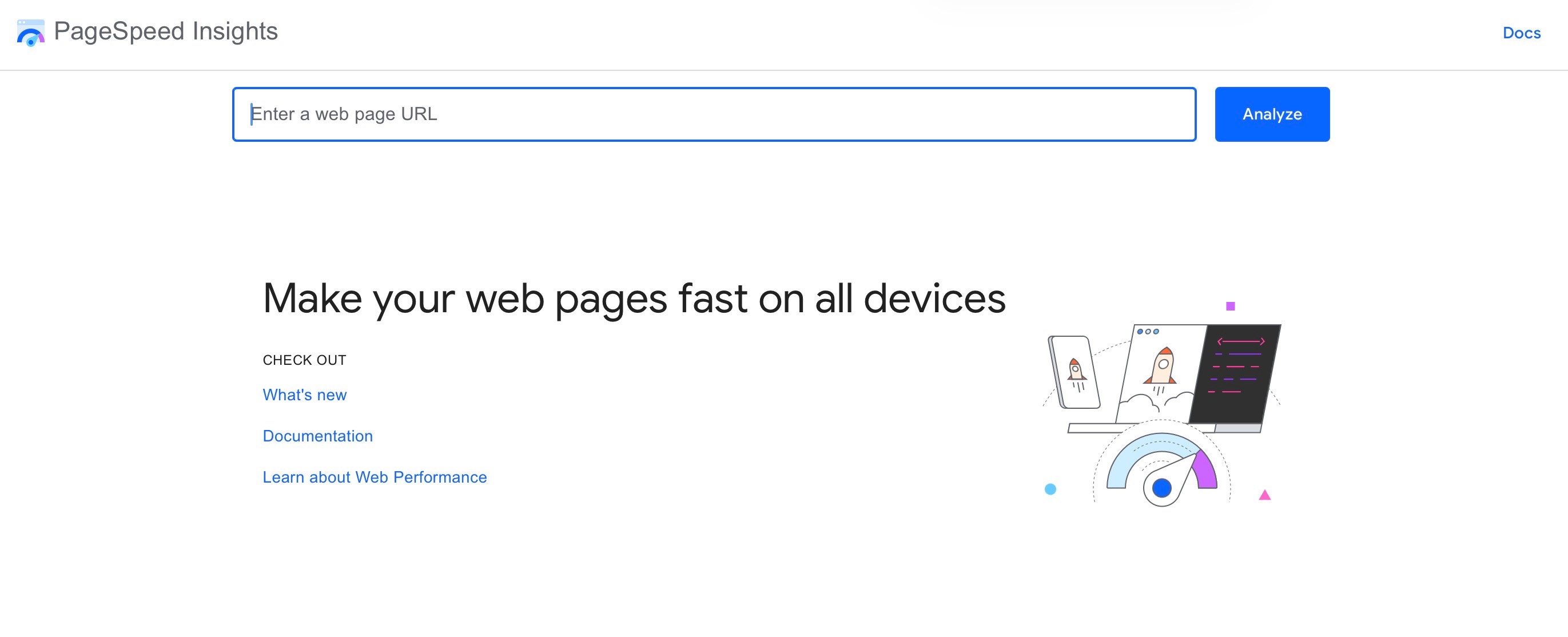 PageSpeed Insights Landing page screenshot