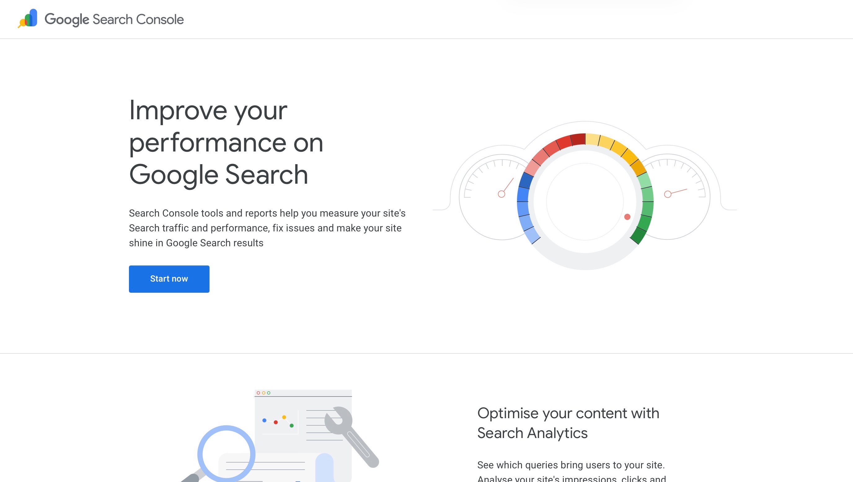 Google Search Console Homepage screenshot