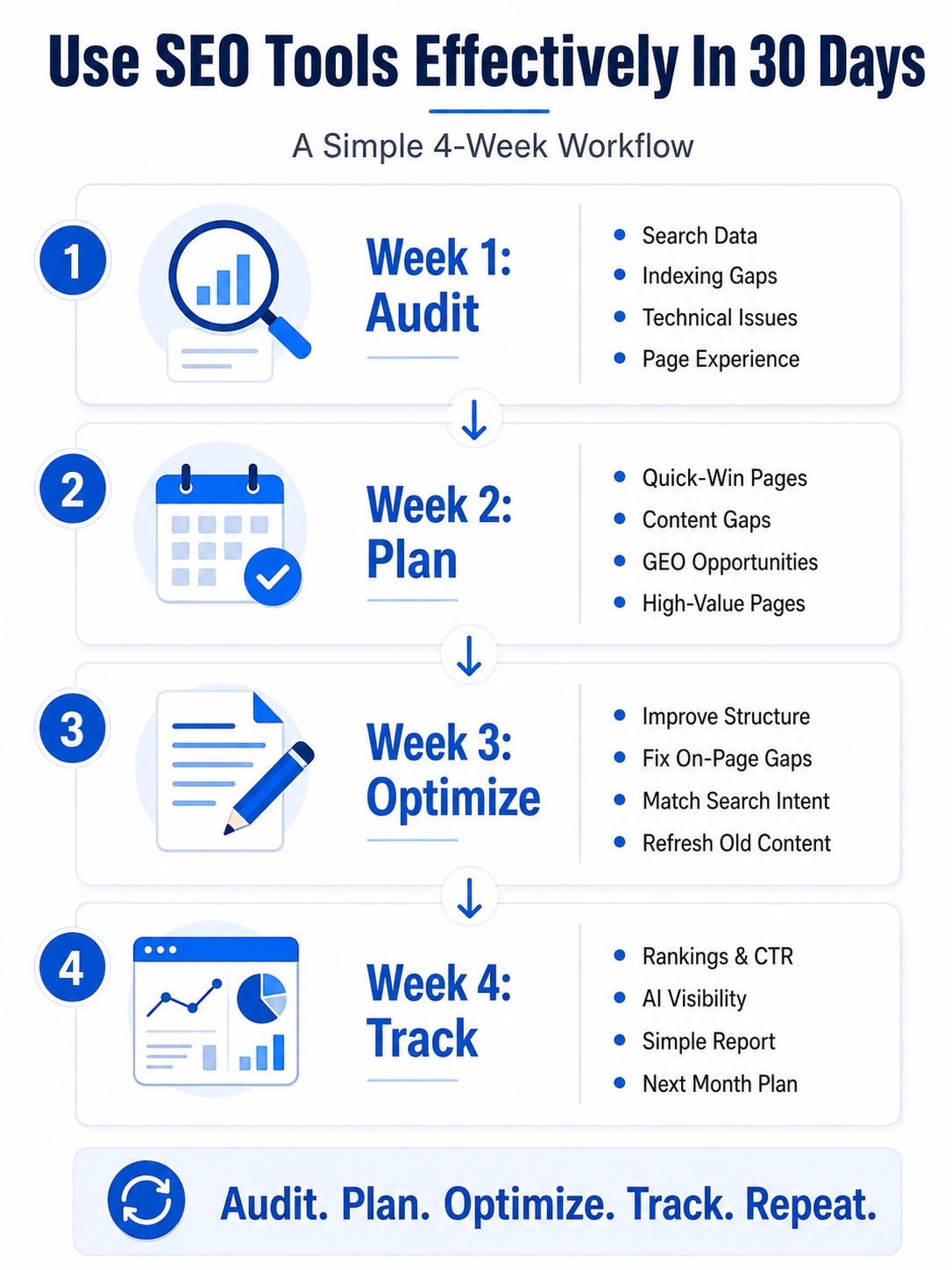 An Infographic on How Can You Use SEO Tools Effectively In 30 Days.