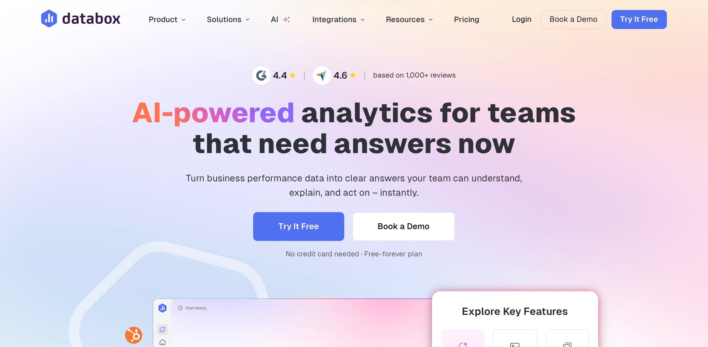 Databox landing page screenshot