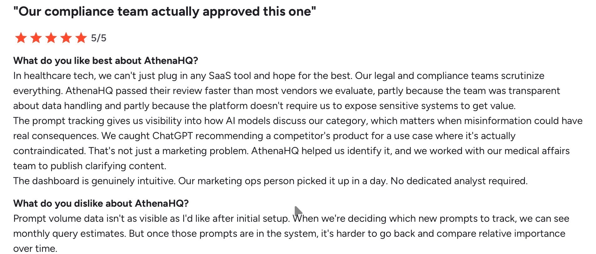G2 user review screenshot