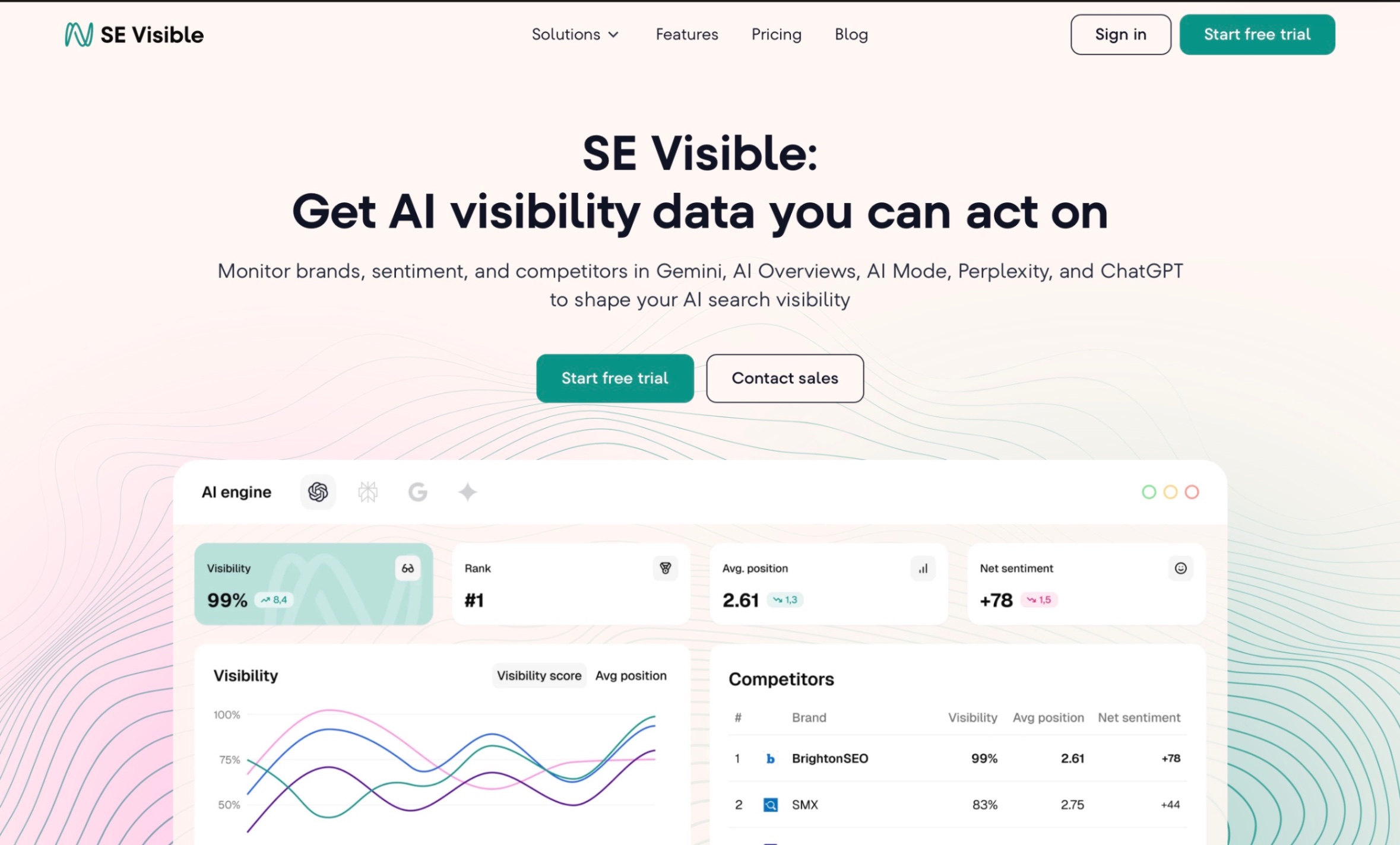 SE Visible Landing page screenshot