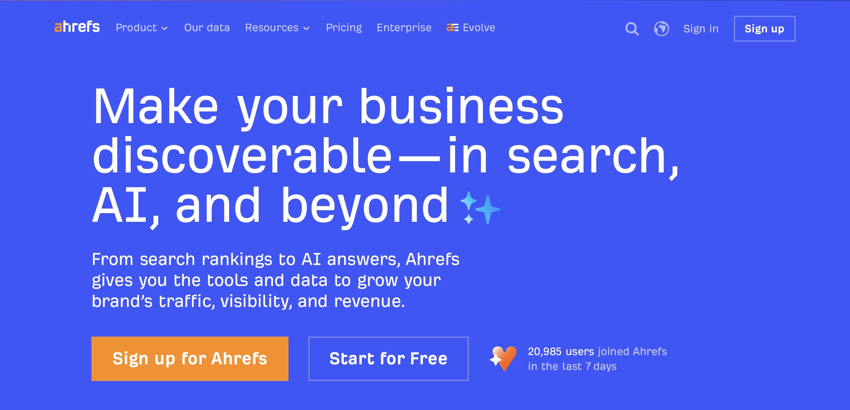 Ahrefs Brand Radar Homepage screenshot