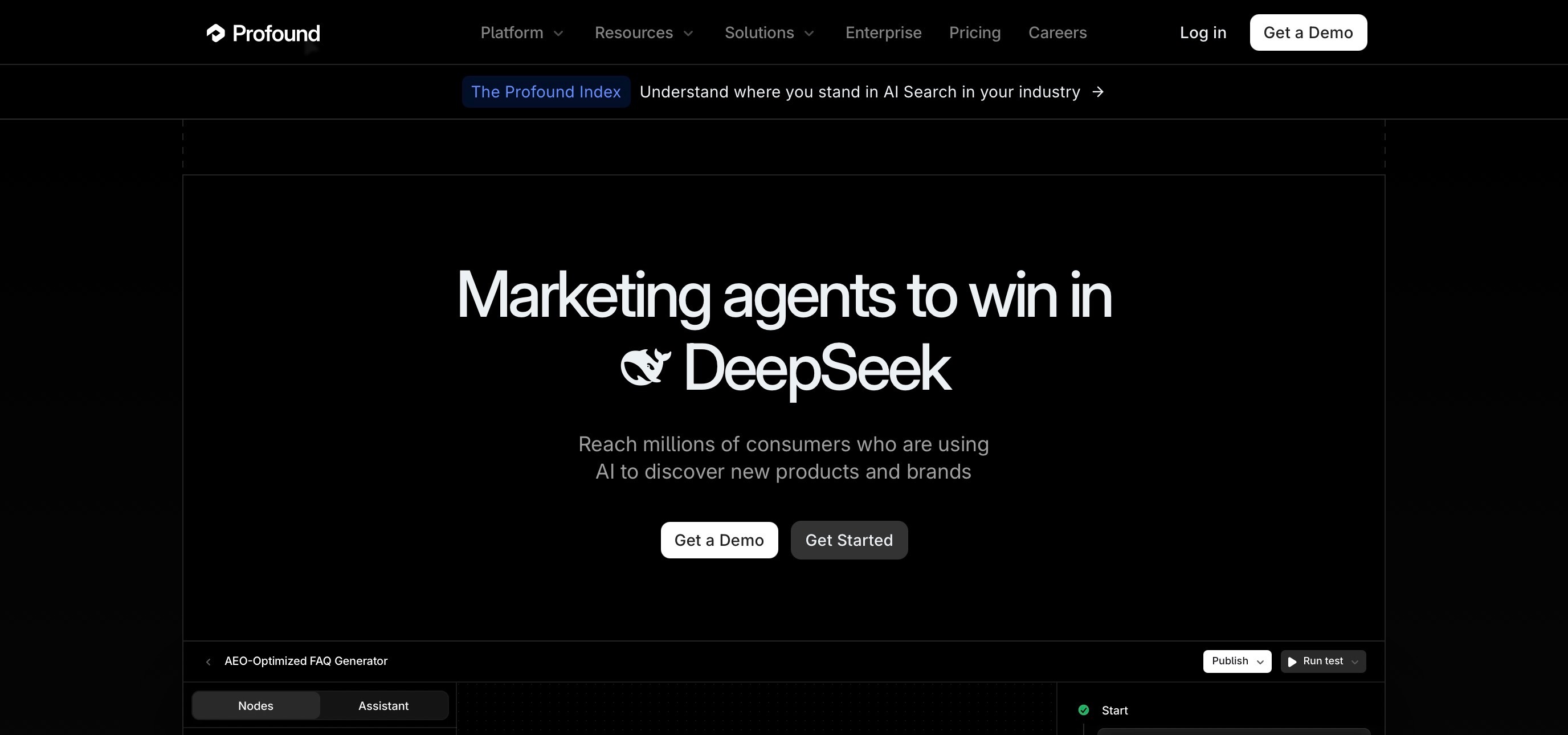 Profound homepage screenshot