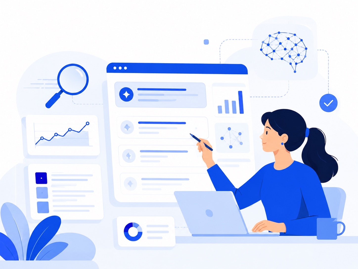 Scalenut vs Scrunch AI comparison shown through an AI visibility dashboard illustration.